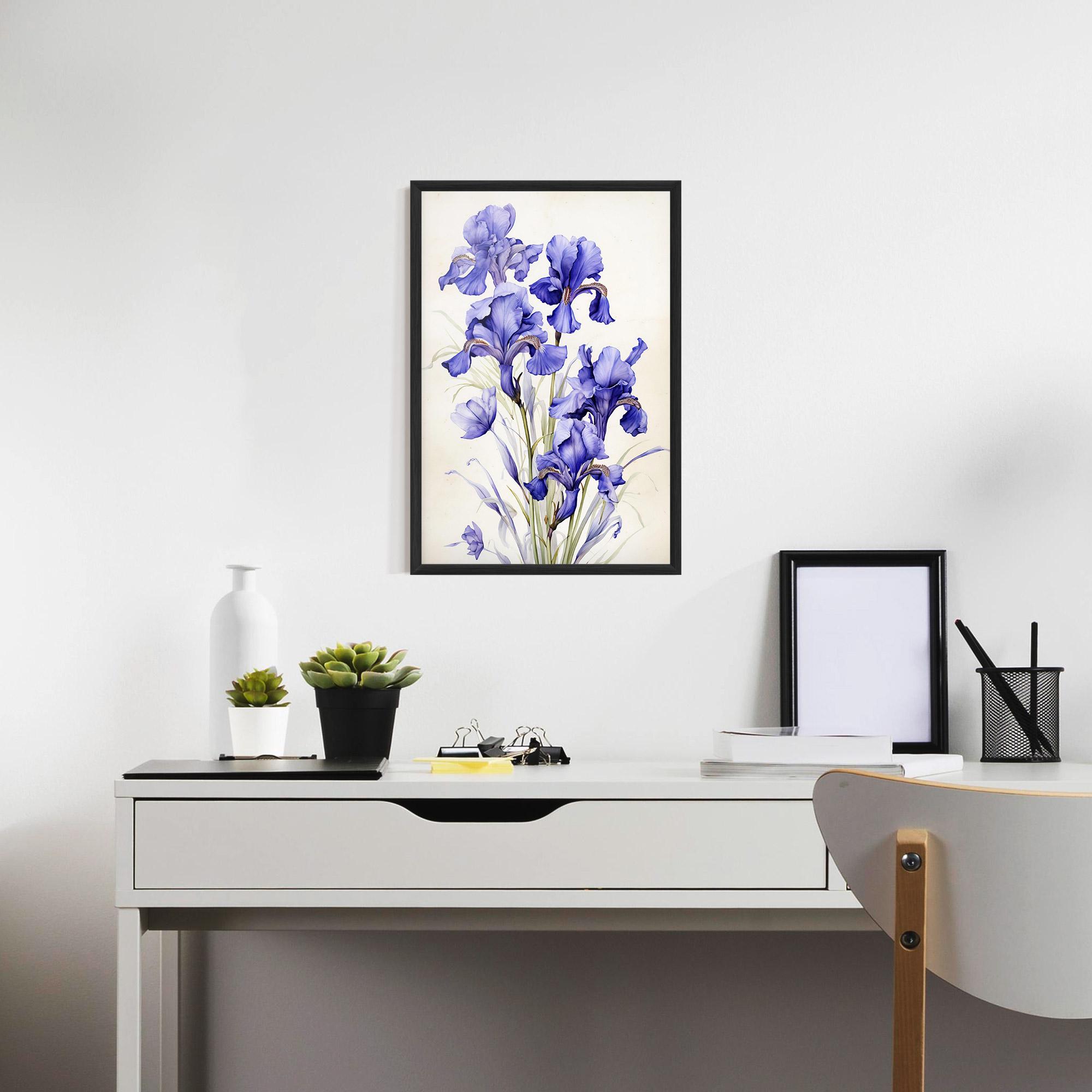 Poster Înrămat Purple Iris On Cream mockup 7