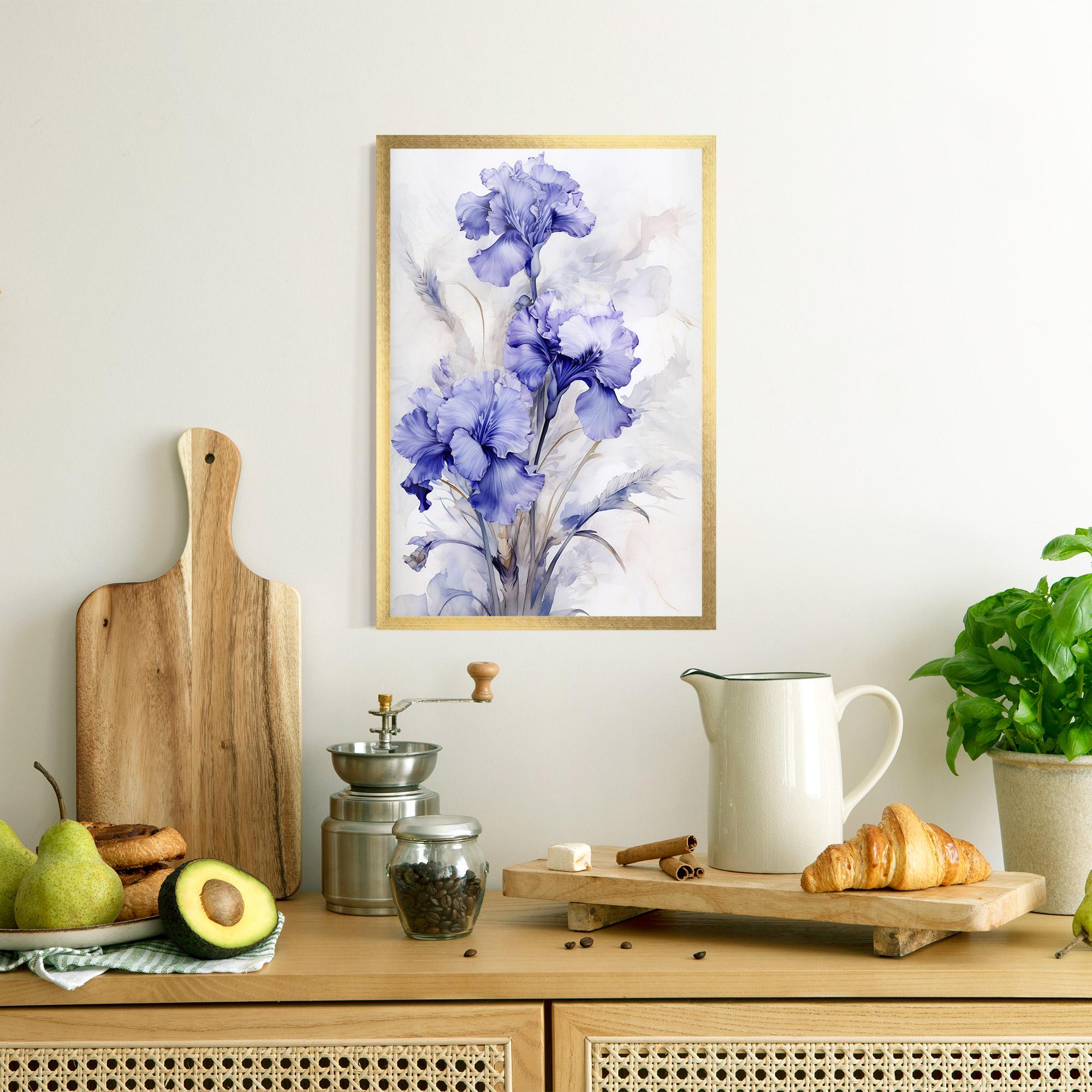 Poster Înrămat Purple Iris Painting mockup 8