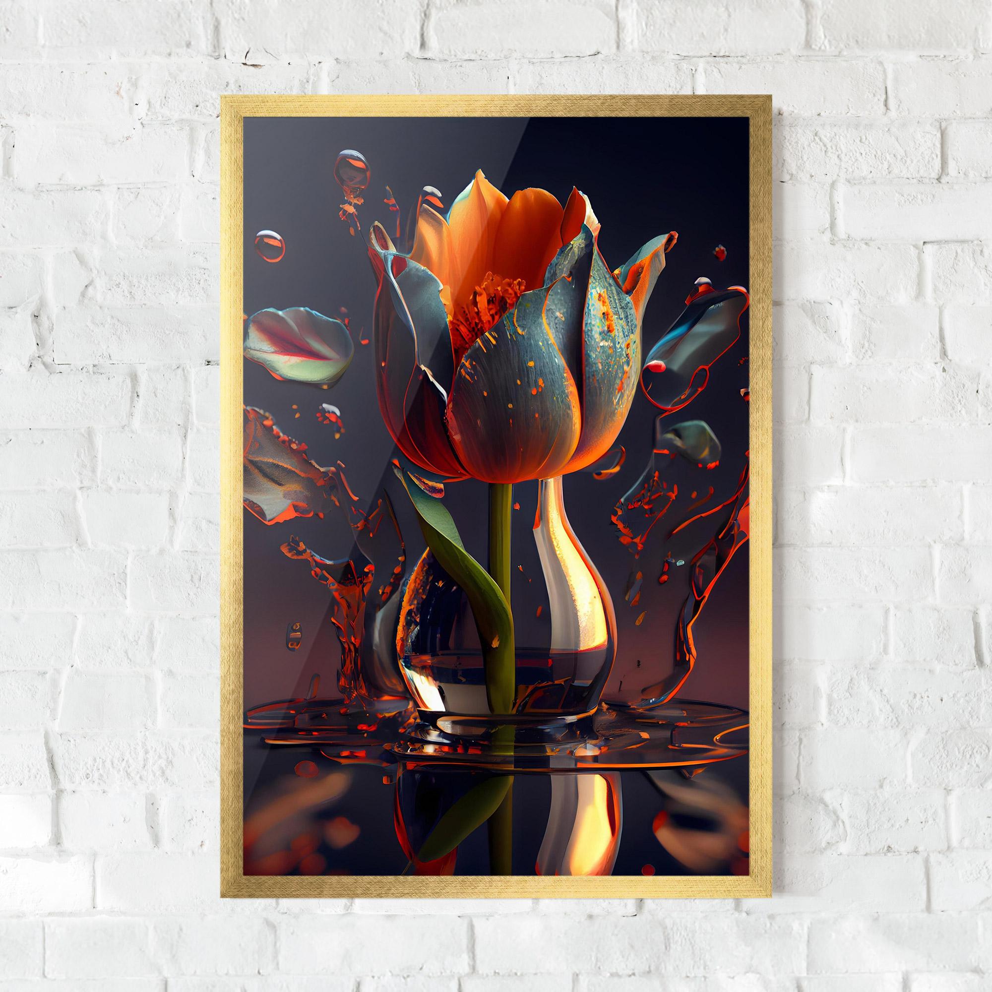 Poster Înrămat Black Tulip In Vase mockup 0