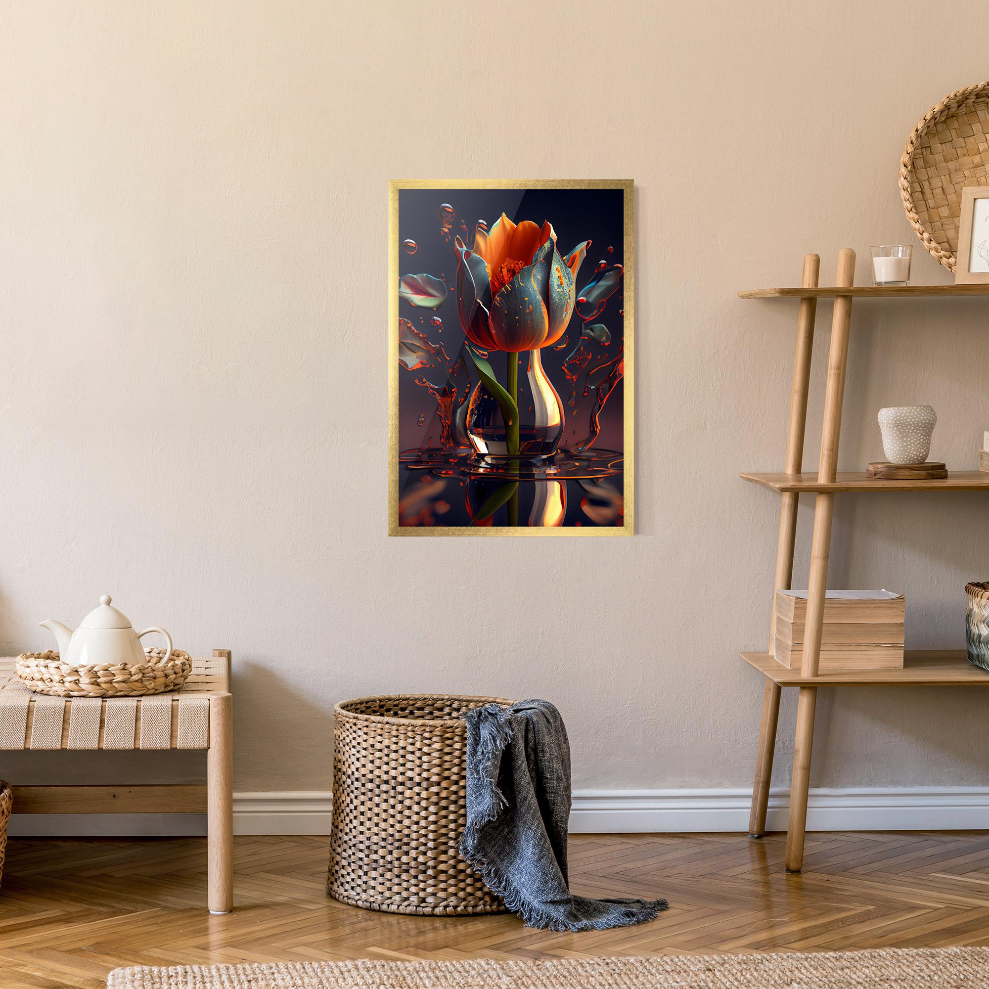 Poster Înrămat Black Tulip In Vase mockup 9