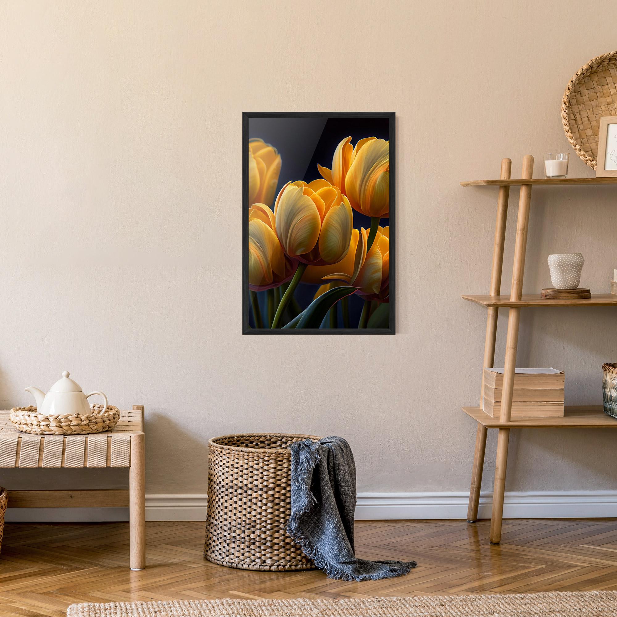 Poster Înrămat Pretty Yellow Tulips mockup 9
