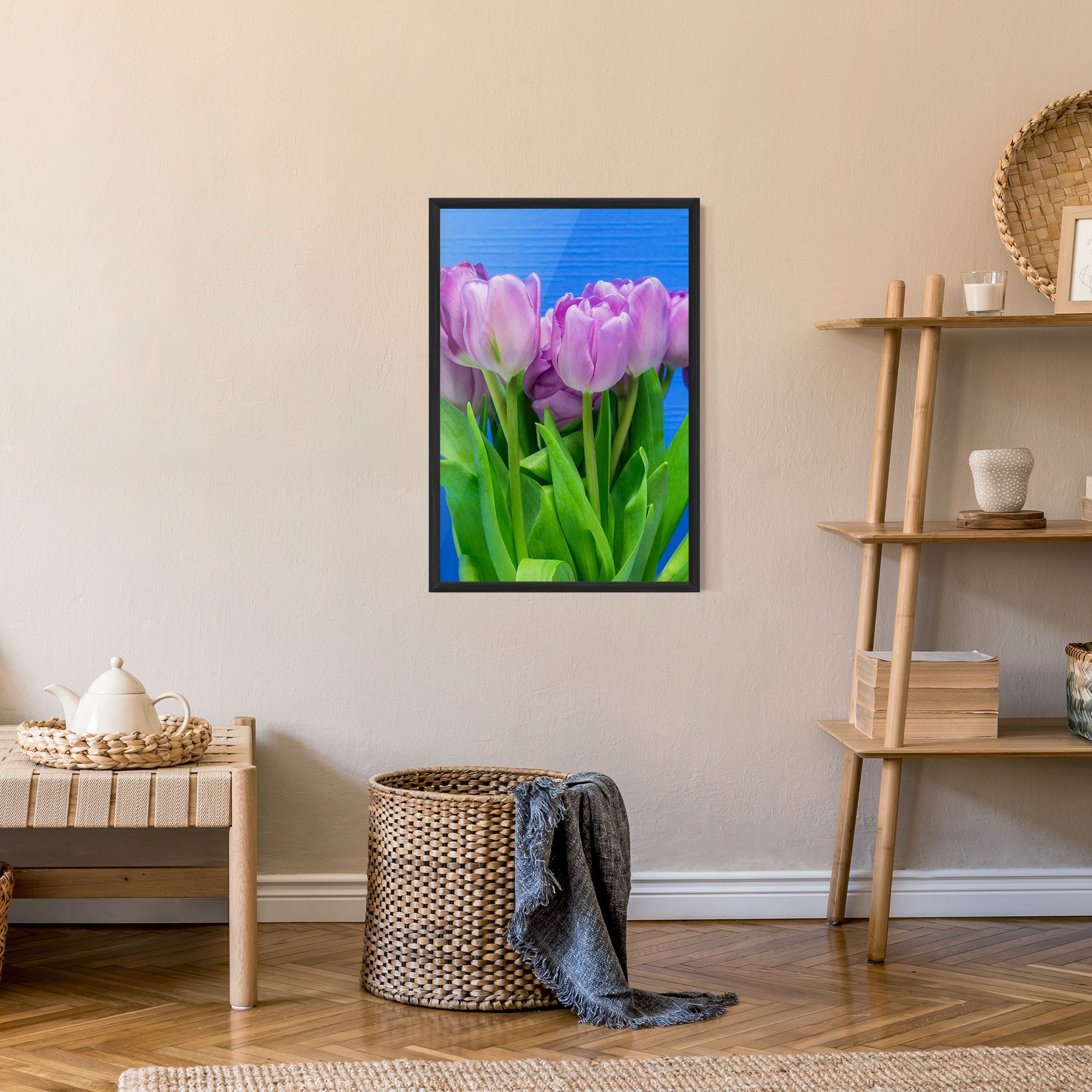 Purple Tulips On Blue mockup 9