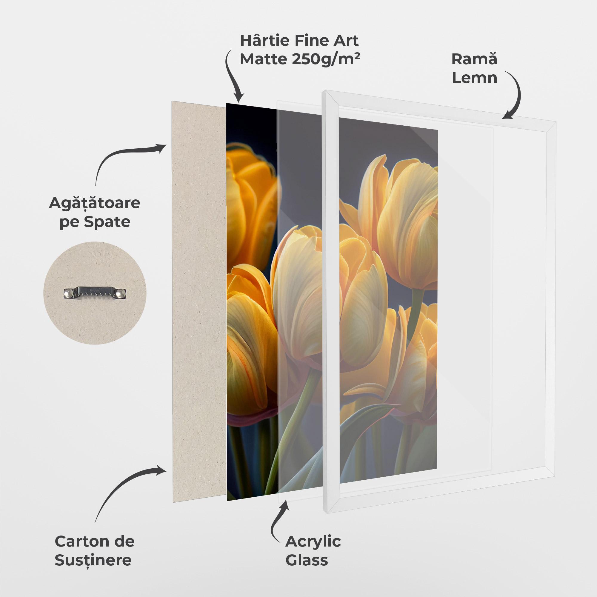 Poster Înrămat Pretty Yellow Tulips mockup 1