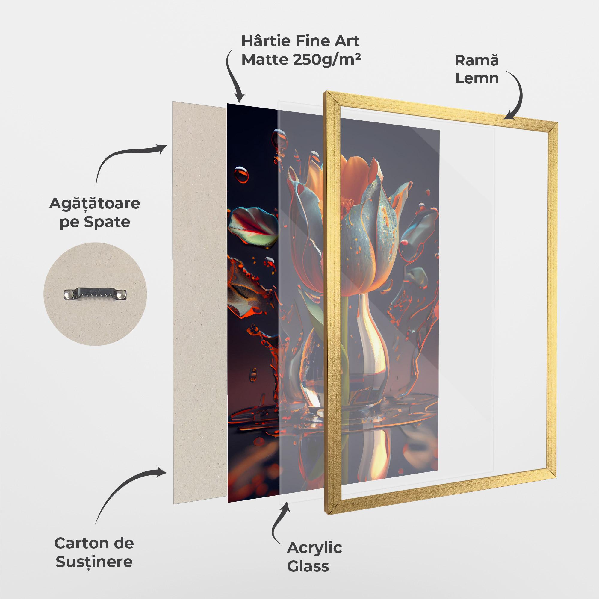 Poster Înrămat Black Tulip In Vase mockup 1