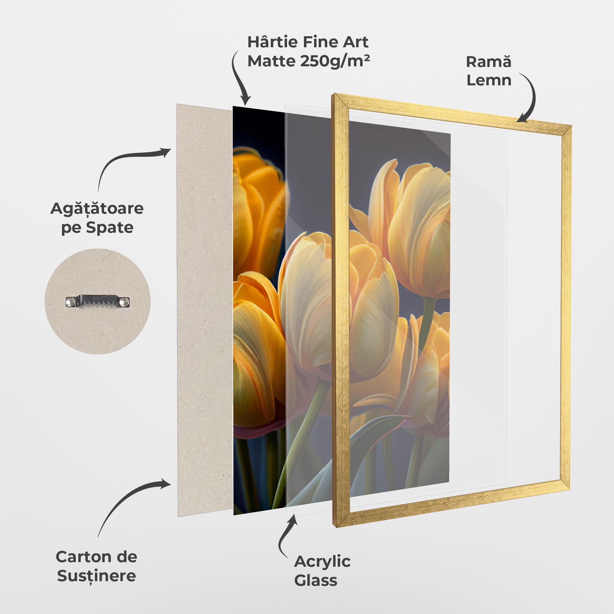 Poster Înrămat Pretty Yellow Tulips mockup 1