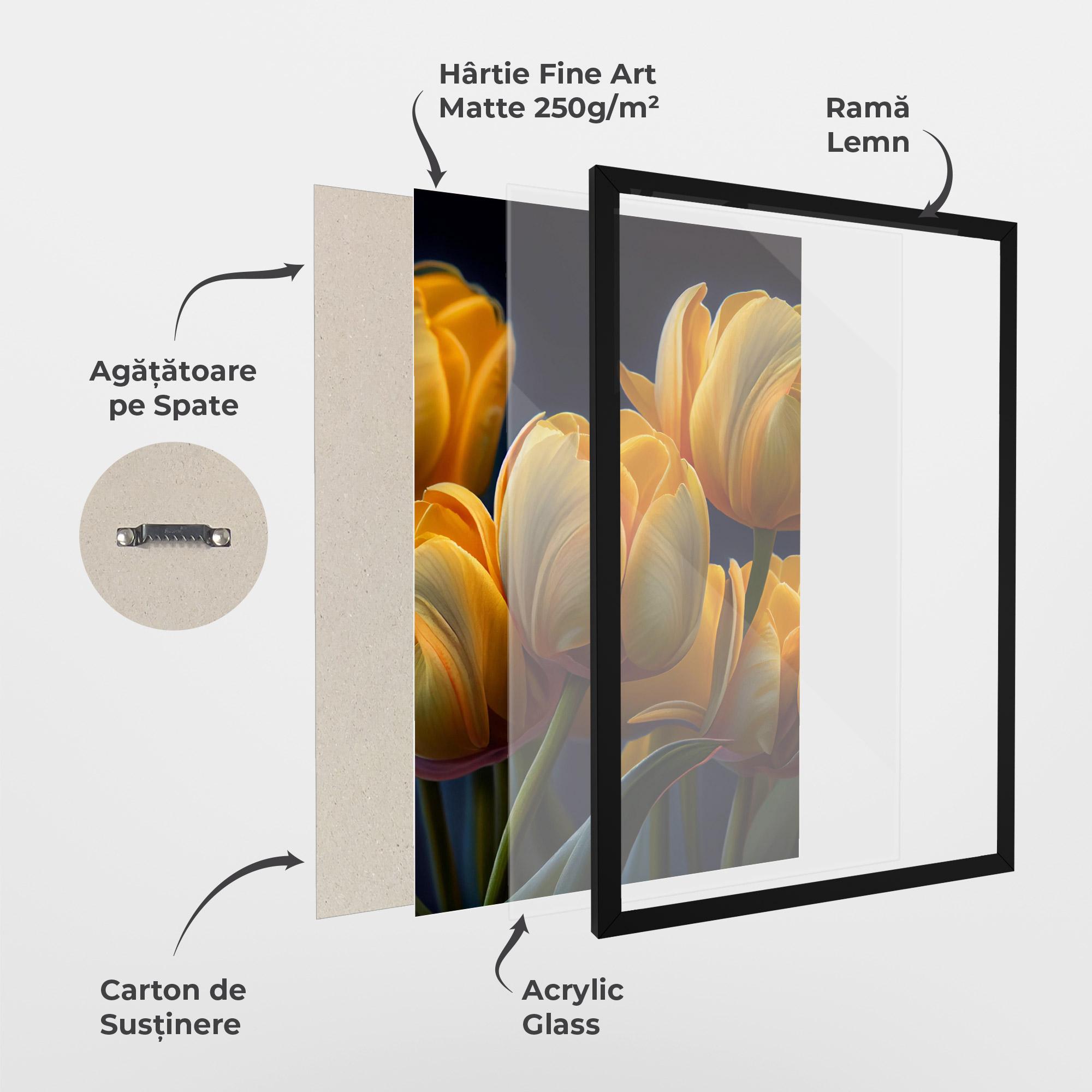 Poster Înrămat Pretty Yellow Tulips mockup 1