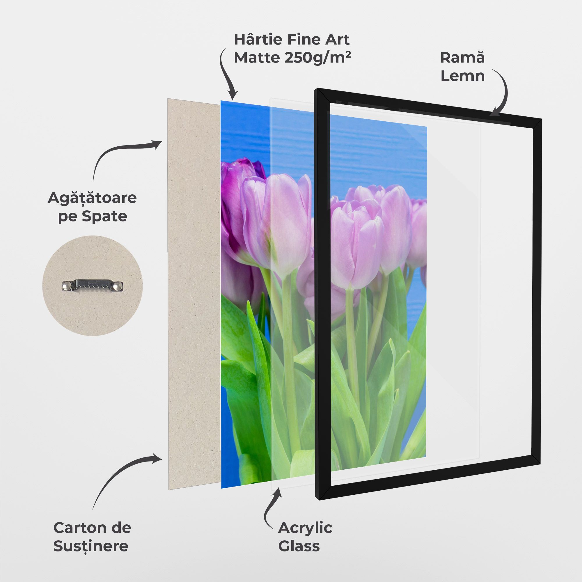 Purple Tulips On Blue mockup 1