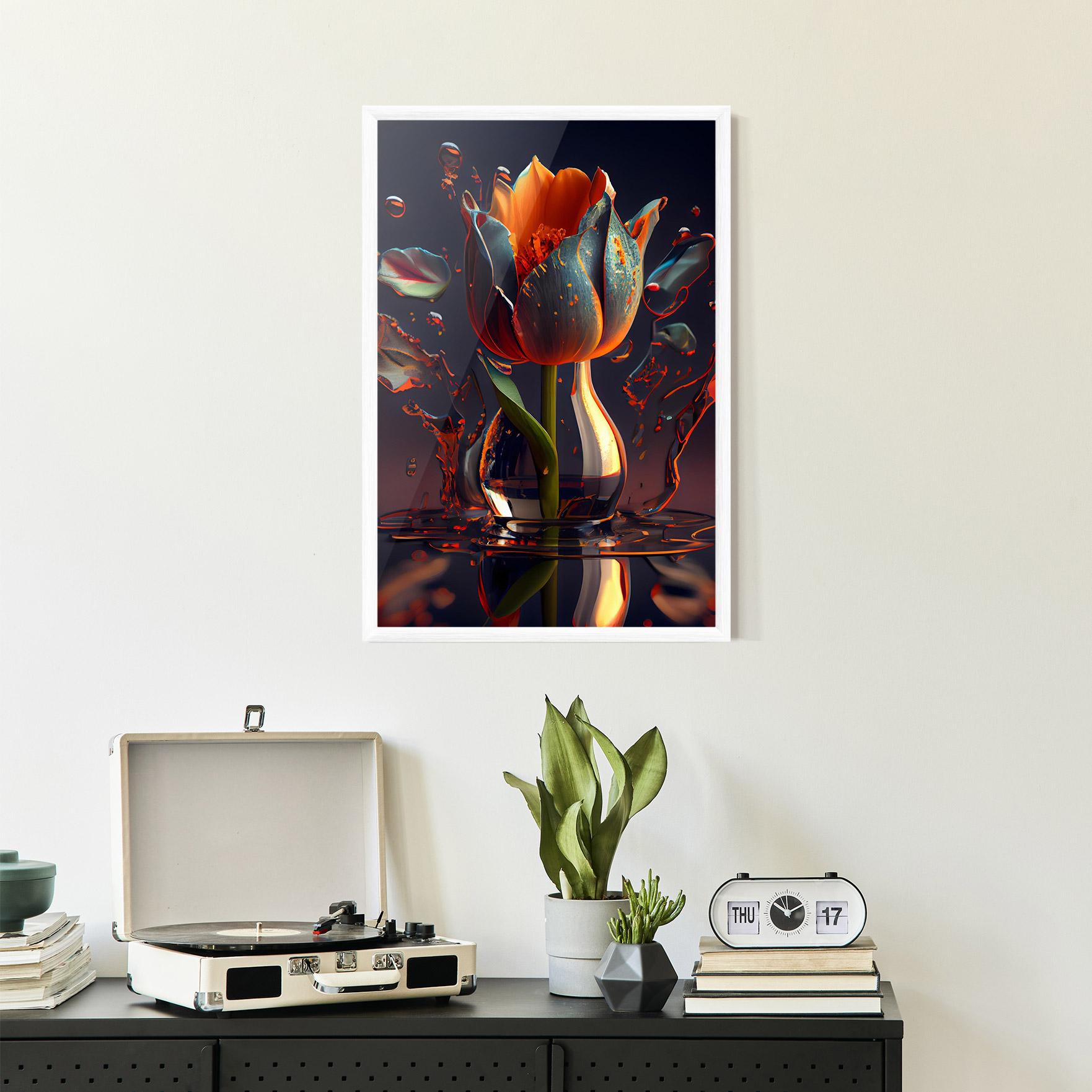 Poster Înrămat Black Tulip In Vase mockup 2