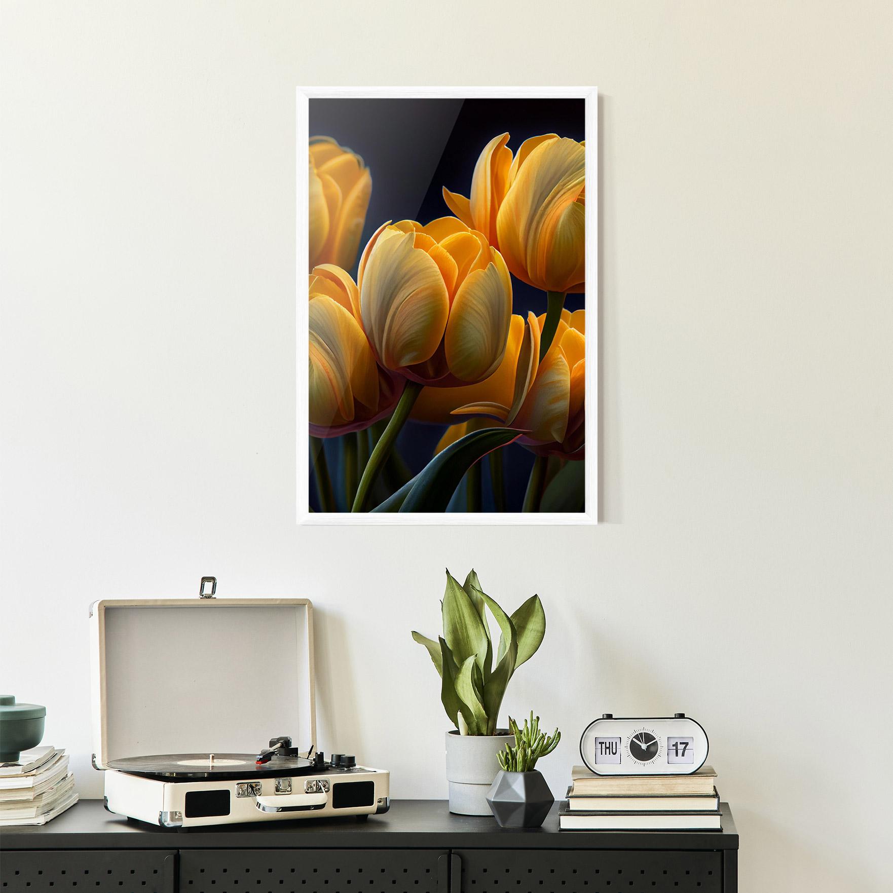 Poster Înrămat Pretty Yellow Tulips mockup 2