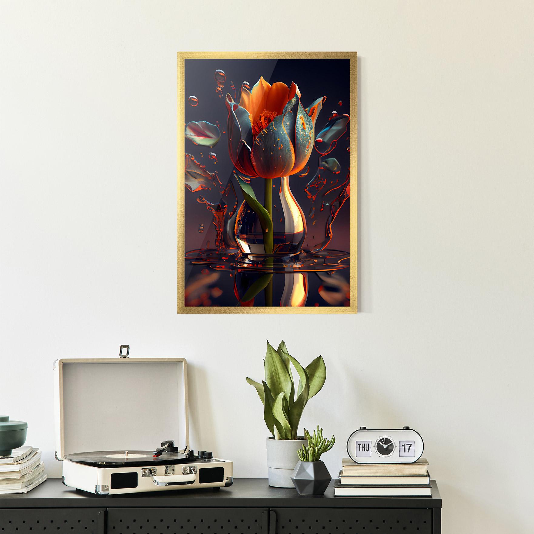 Poster Înrămat Black Tulip In Vase mockup 2