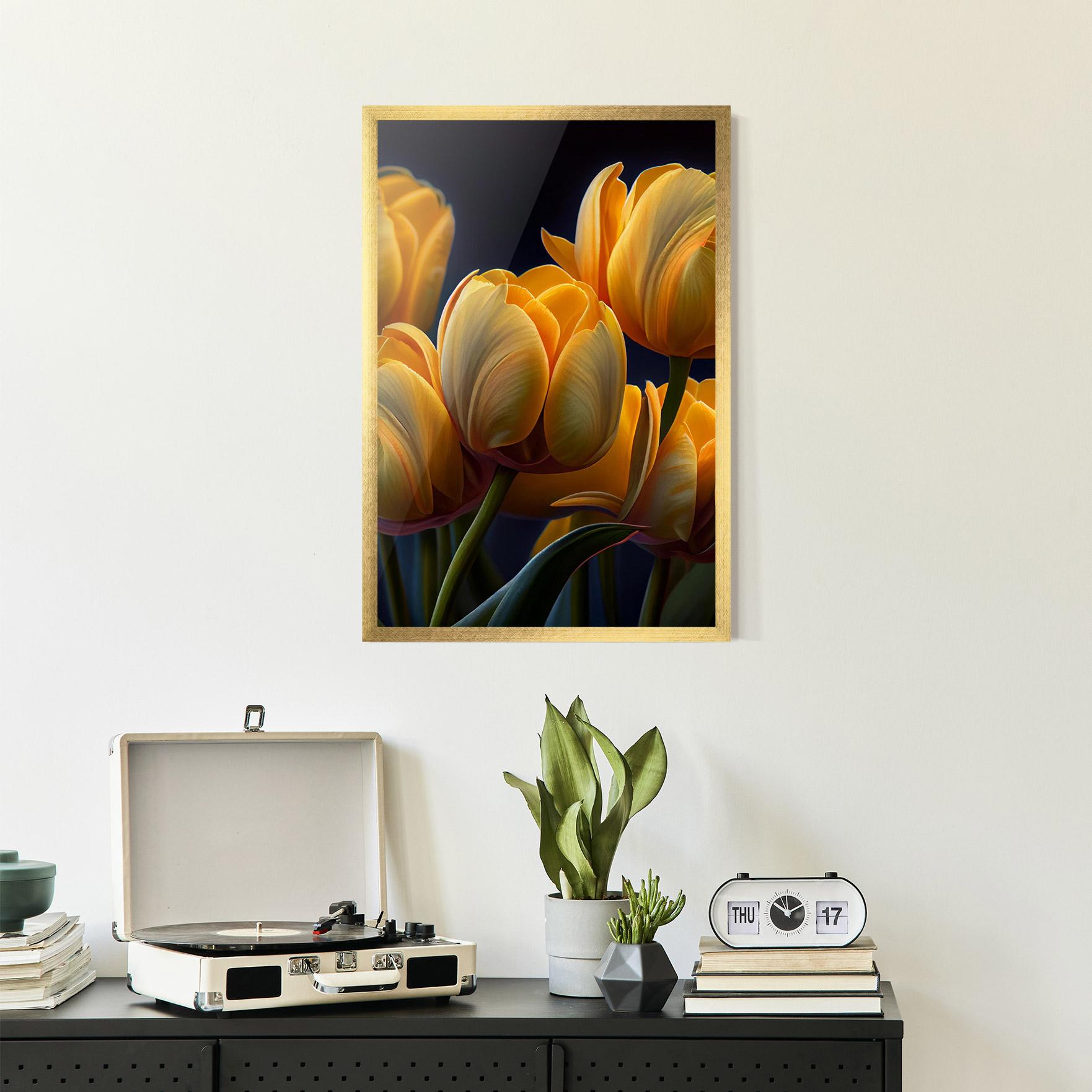 Poster Înrămat Pretty Yellow Tulips mockup 2