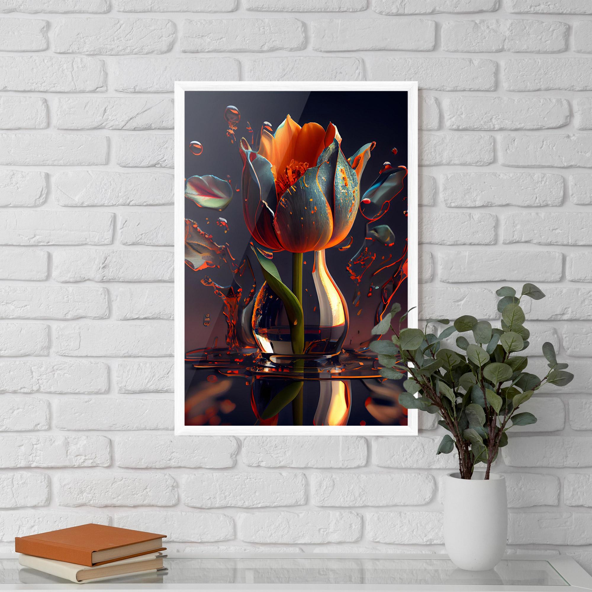 Poster Înrămat Black Tulip In Vase mockup 5