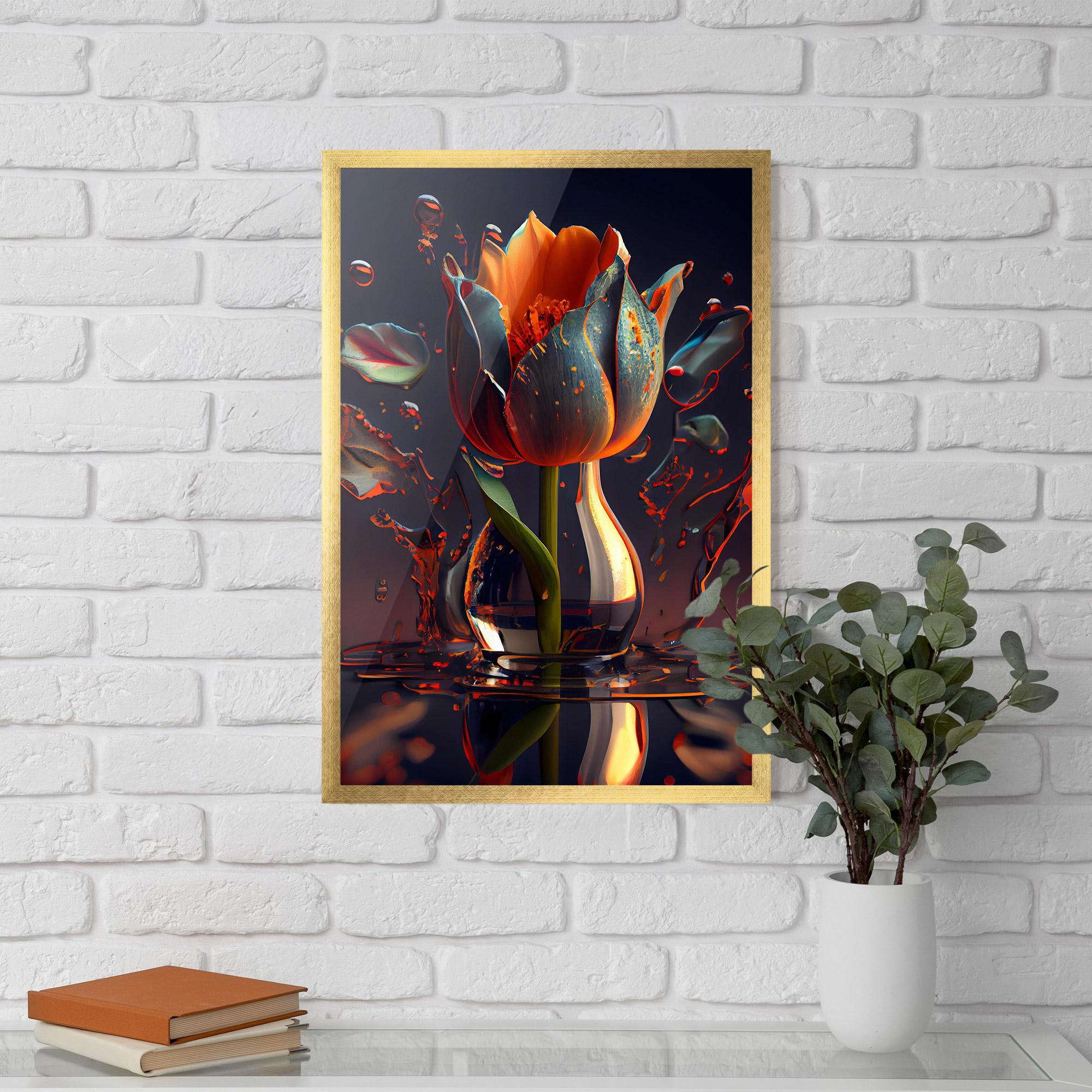 Poster Înrămat Black Tulip In Vase mockup 5