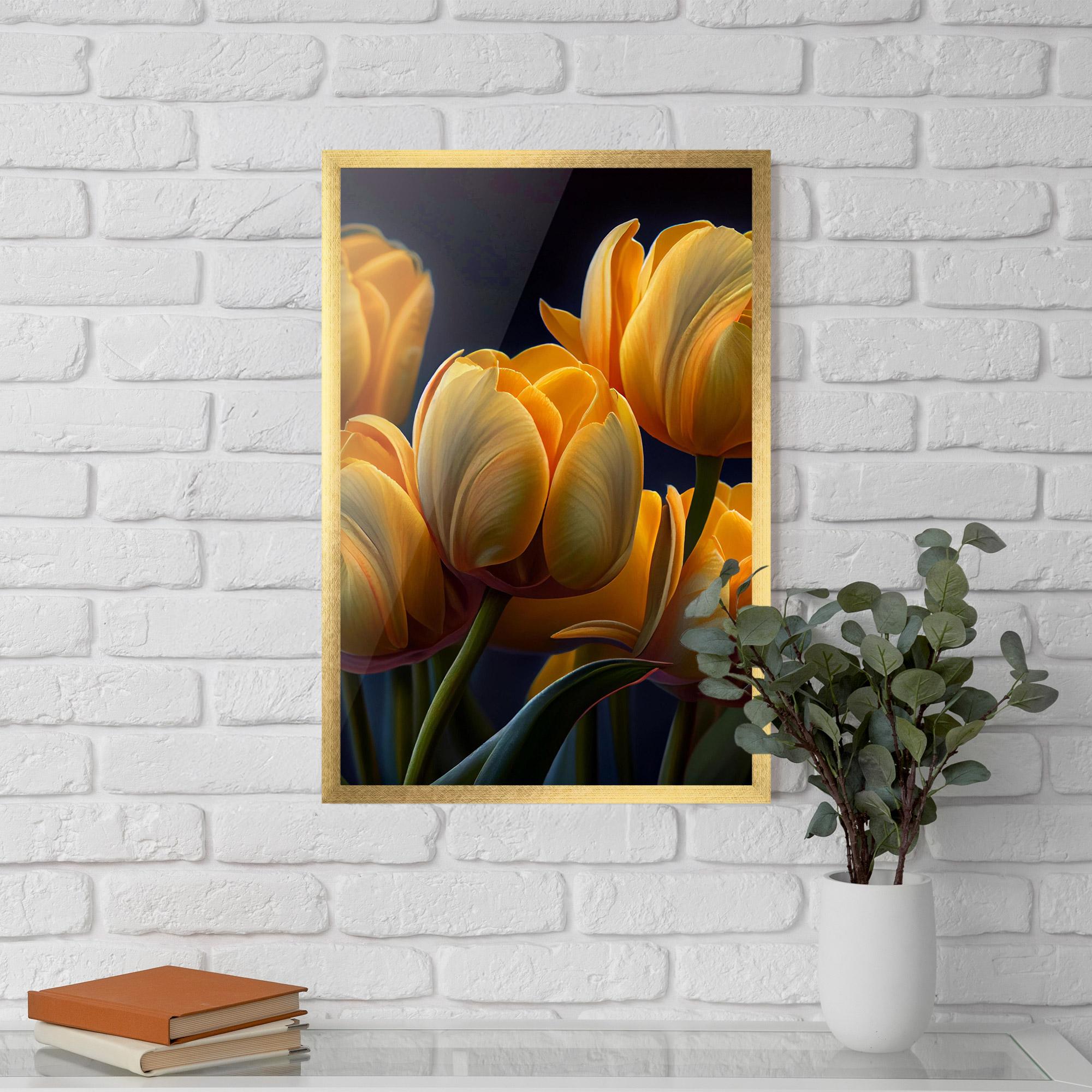 Poster Înrămat Pretty Yellow Tulips mockup 5