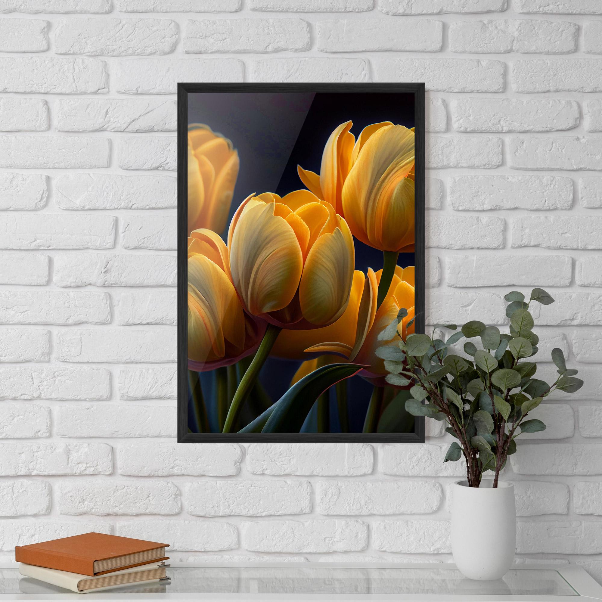 Poster Înrămat Pretty Yellow Tulips mockup 5