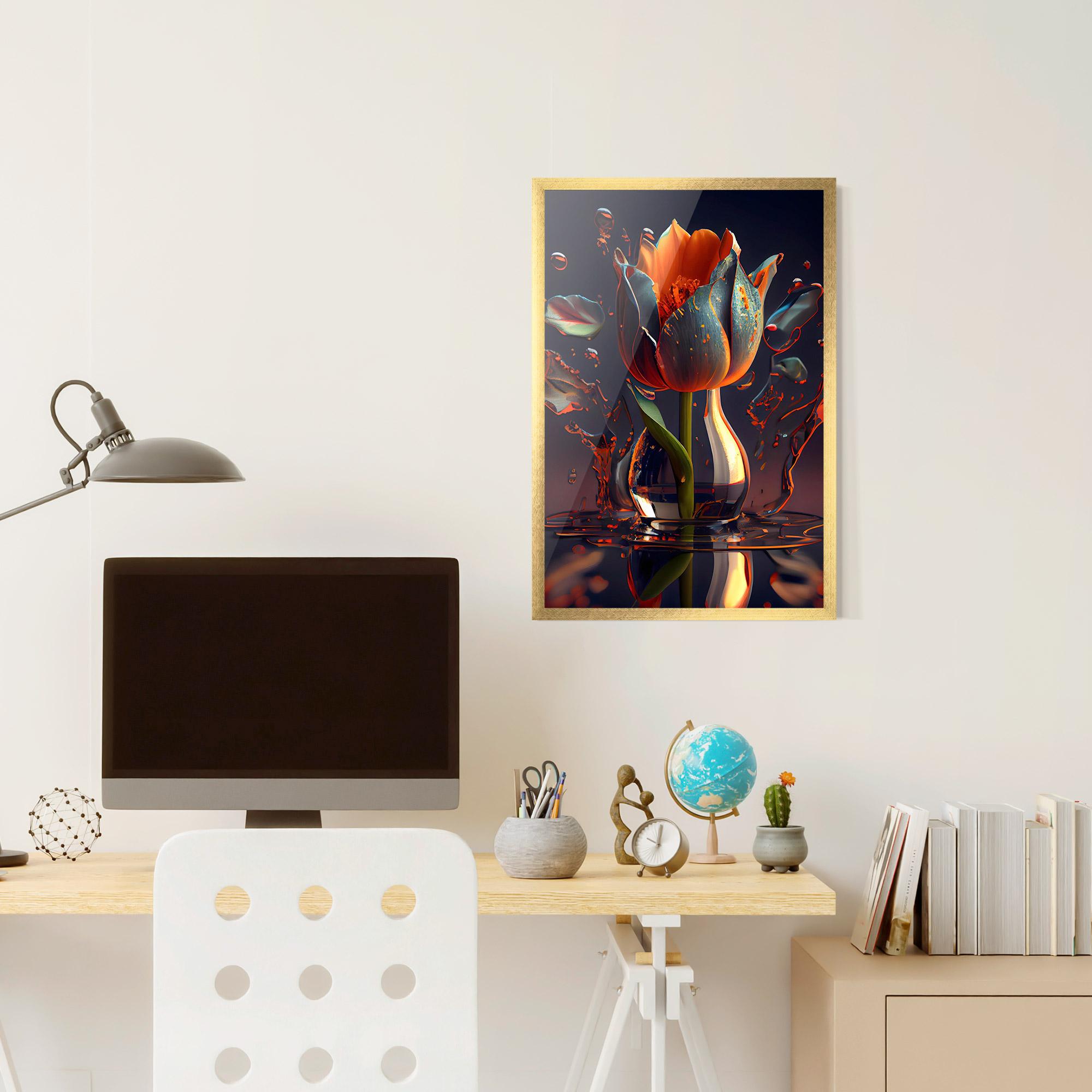 Poster Înrămat Black Tulip In Vase mockup 6