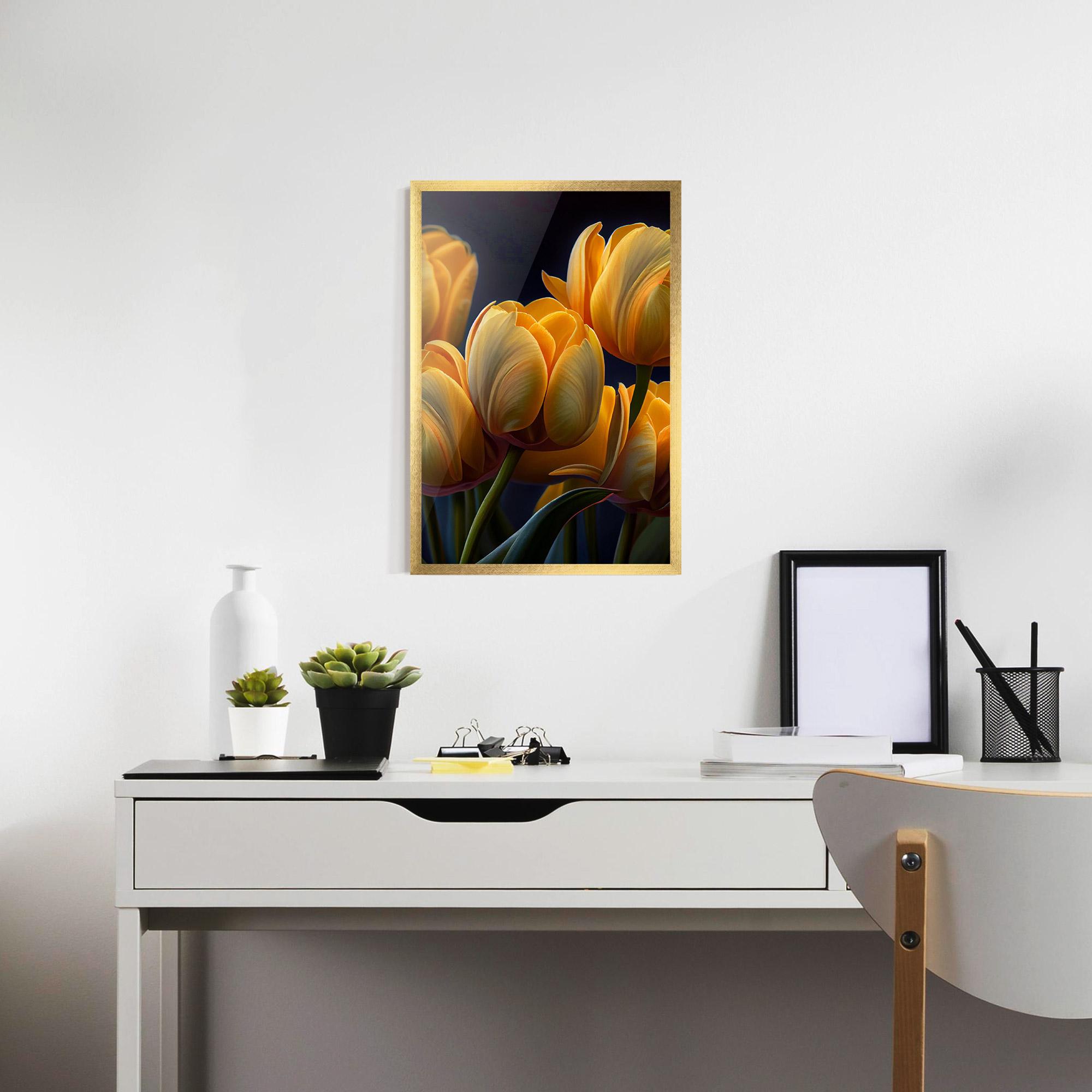 Poster Înrămat Pretty Yellow Tulips mockup 7