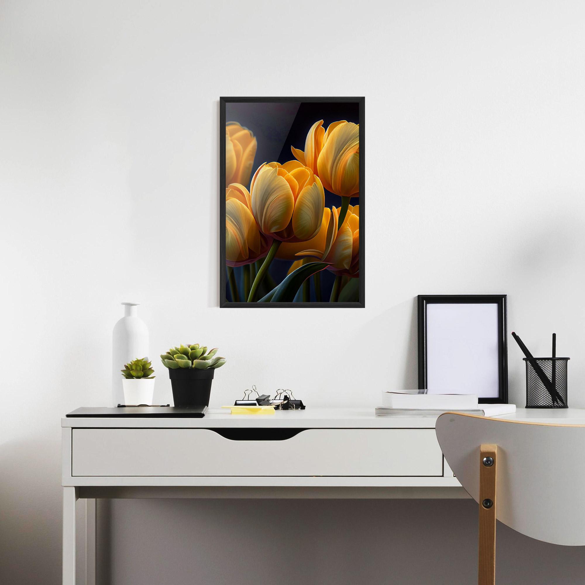 Poster Înrămat Pretty Yellow Tulips mockup 7