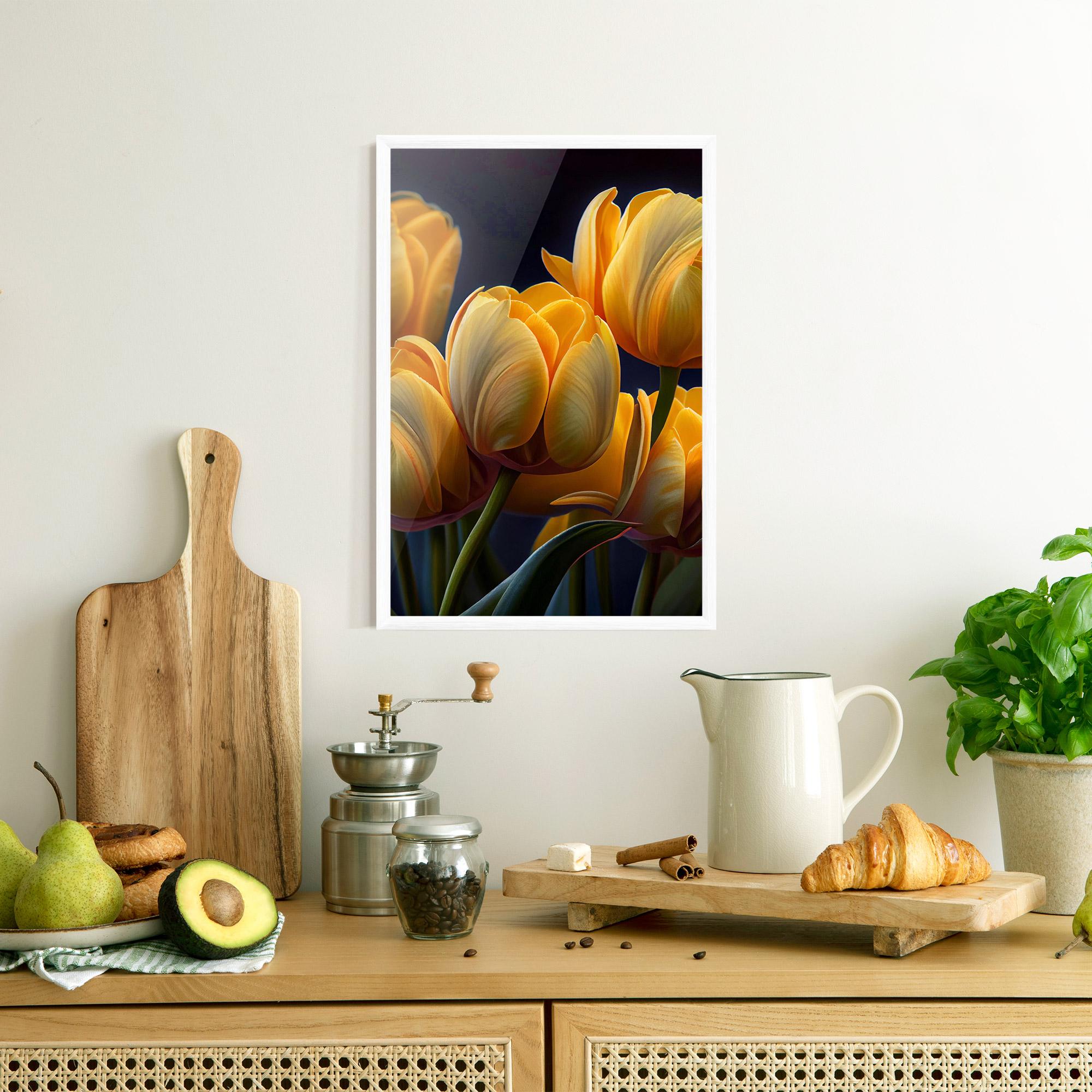 Poster Înrămat Pretty Yellow Tulips mockup 8