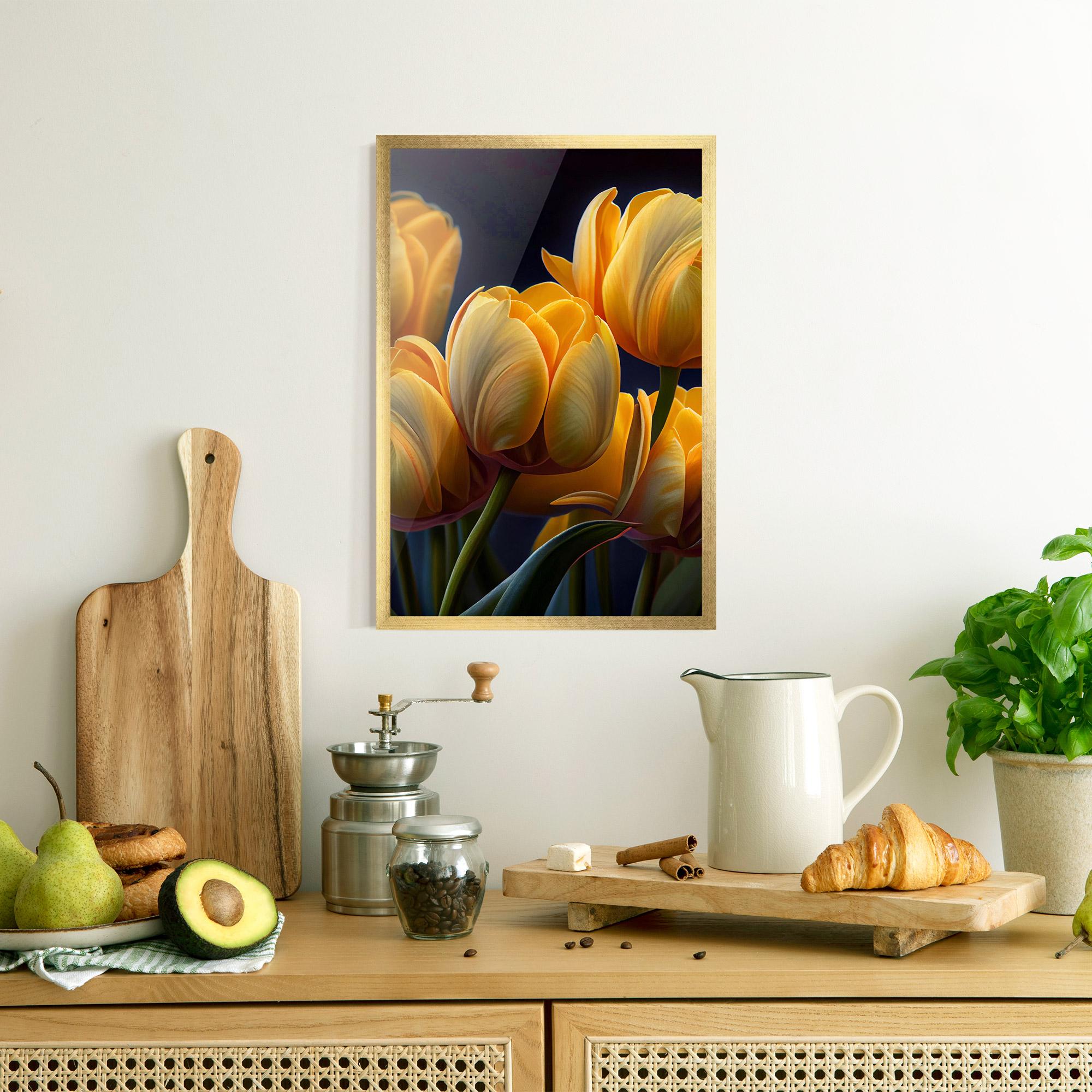 Poster Înrămat Pretty Yellow Tulips mockup 8