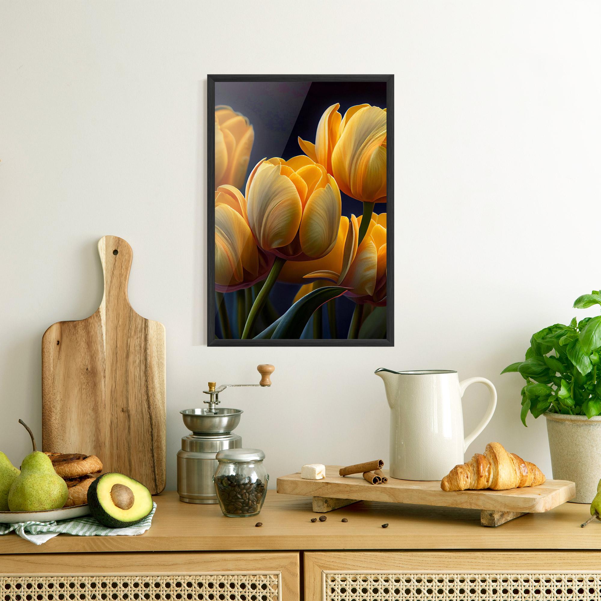 Poster Înrămat Pretty Yellow Tulips mockup 8