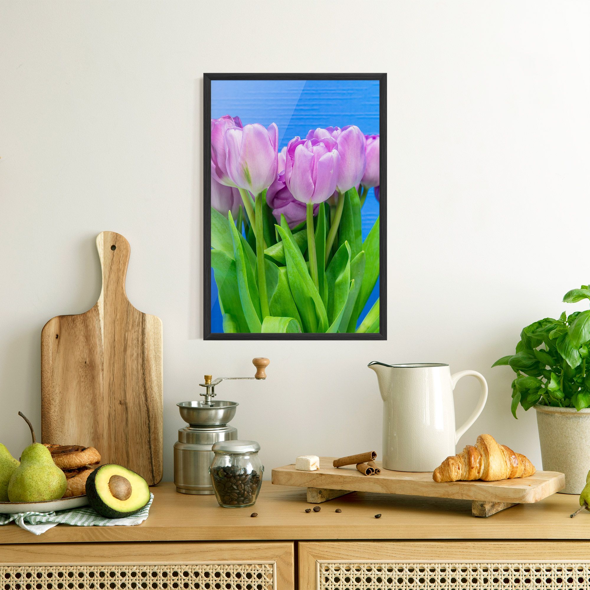 Purple Tulips On Blue mockup 8