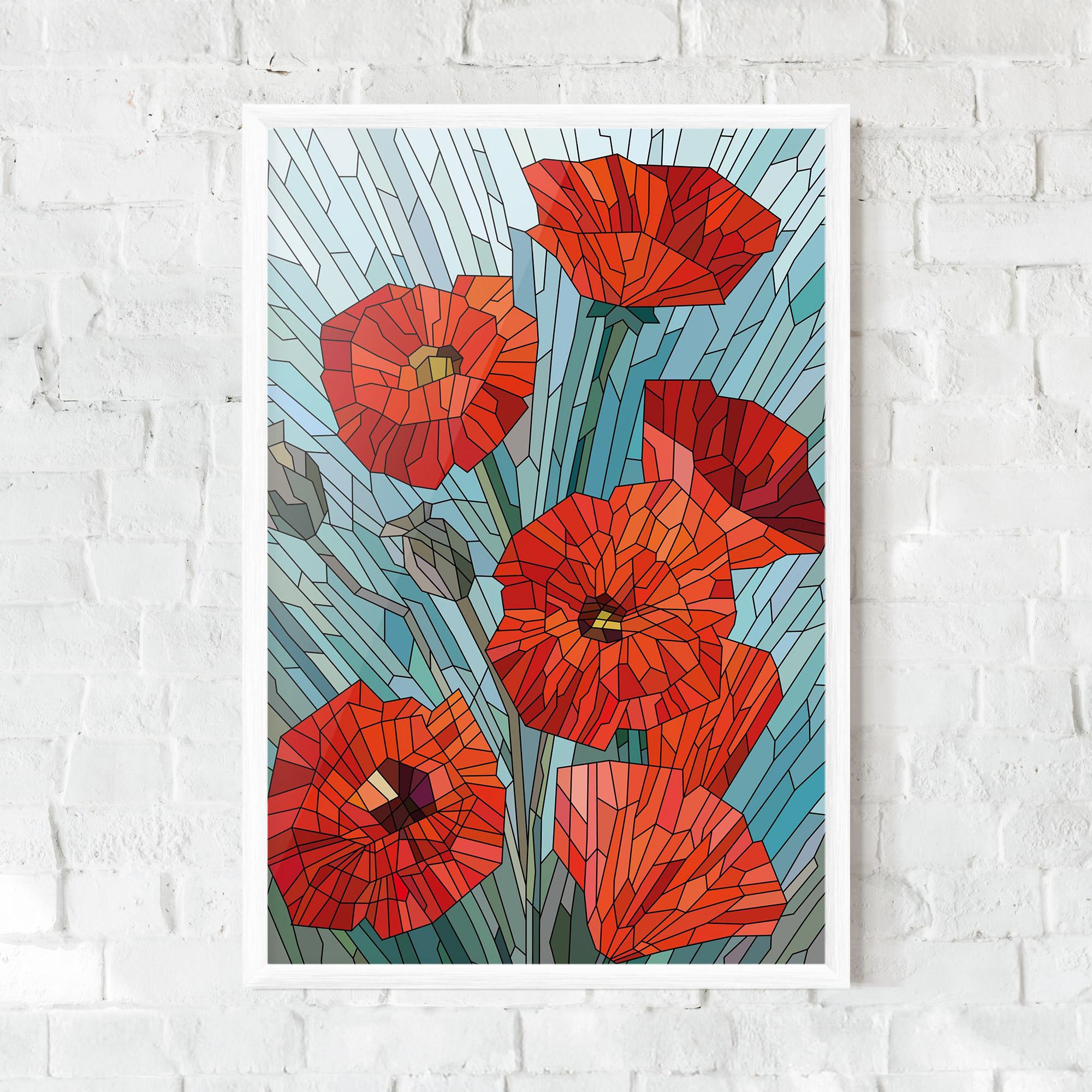 Poster Înrămat Blue Glass Poppy mockup 0