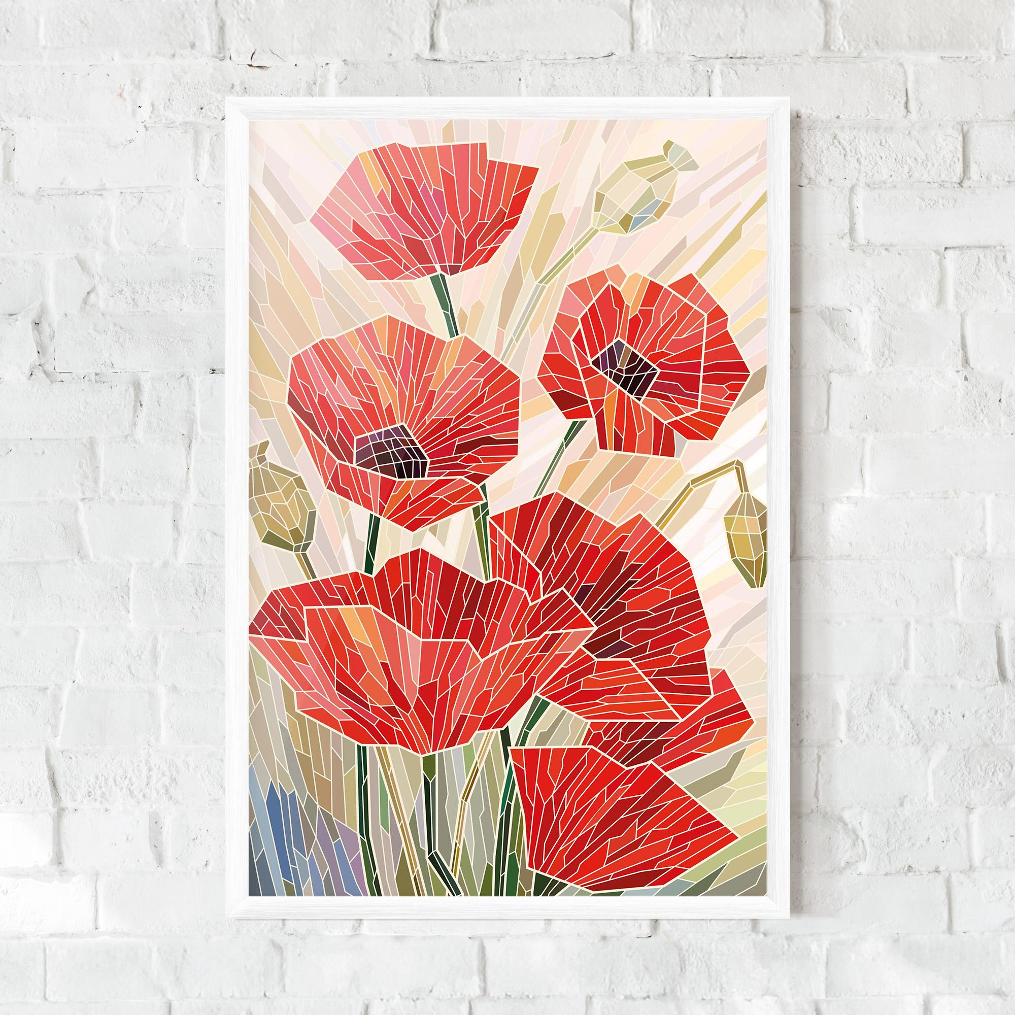 Poster Înrămat Poppy Stained Glass mockup 0