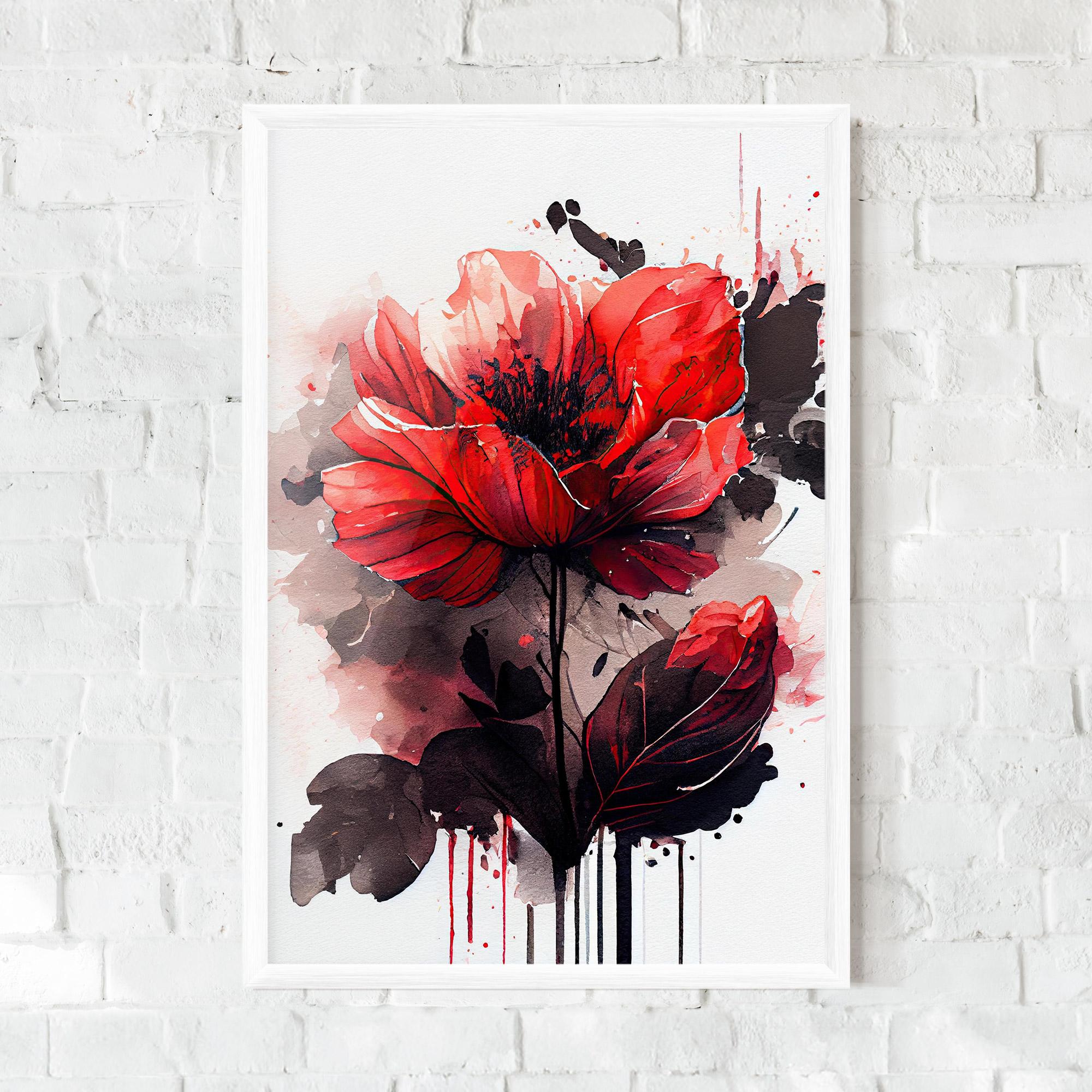 Poster Înrămat Watercolor Poppy mockup 0