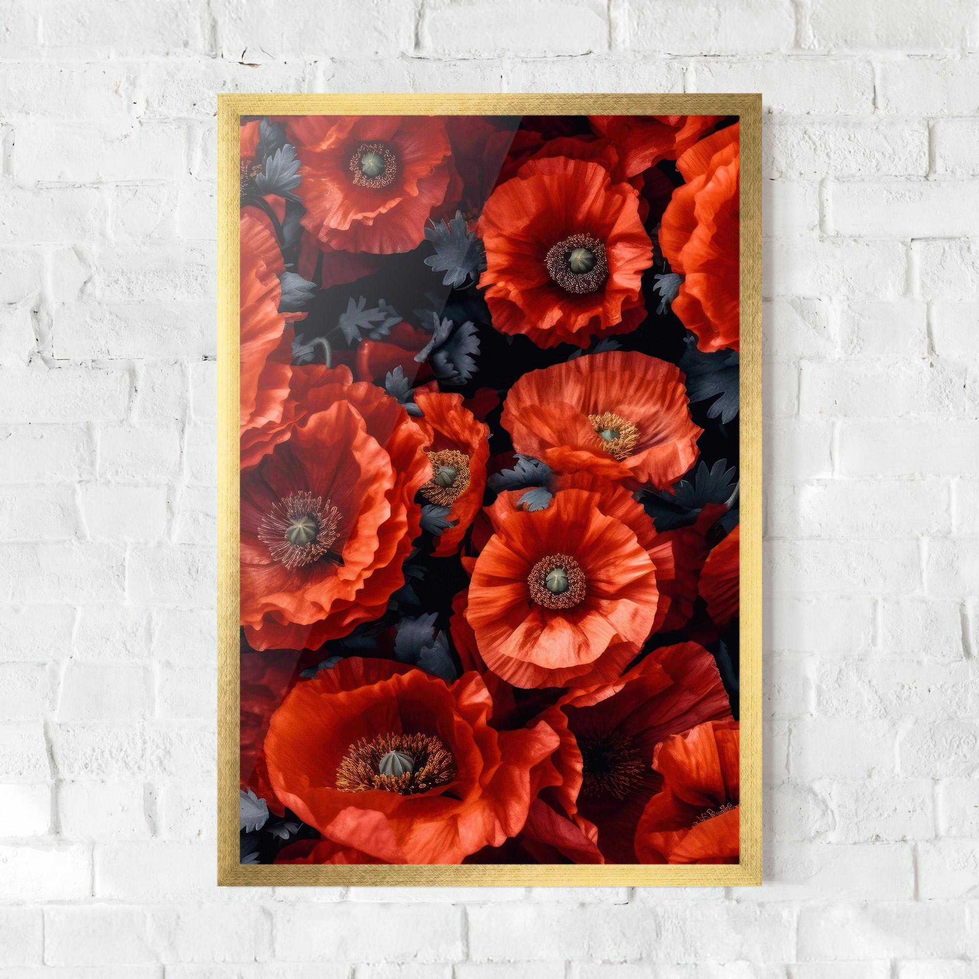 Poster Înrămat Black Red Poppies mockup 0