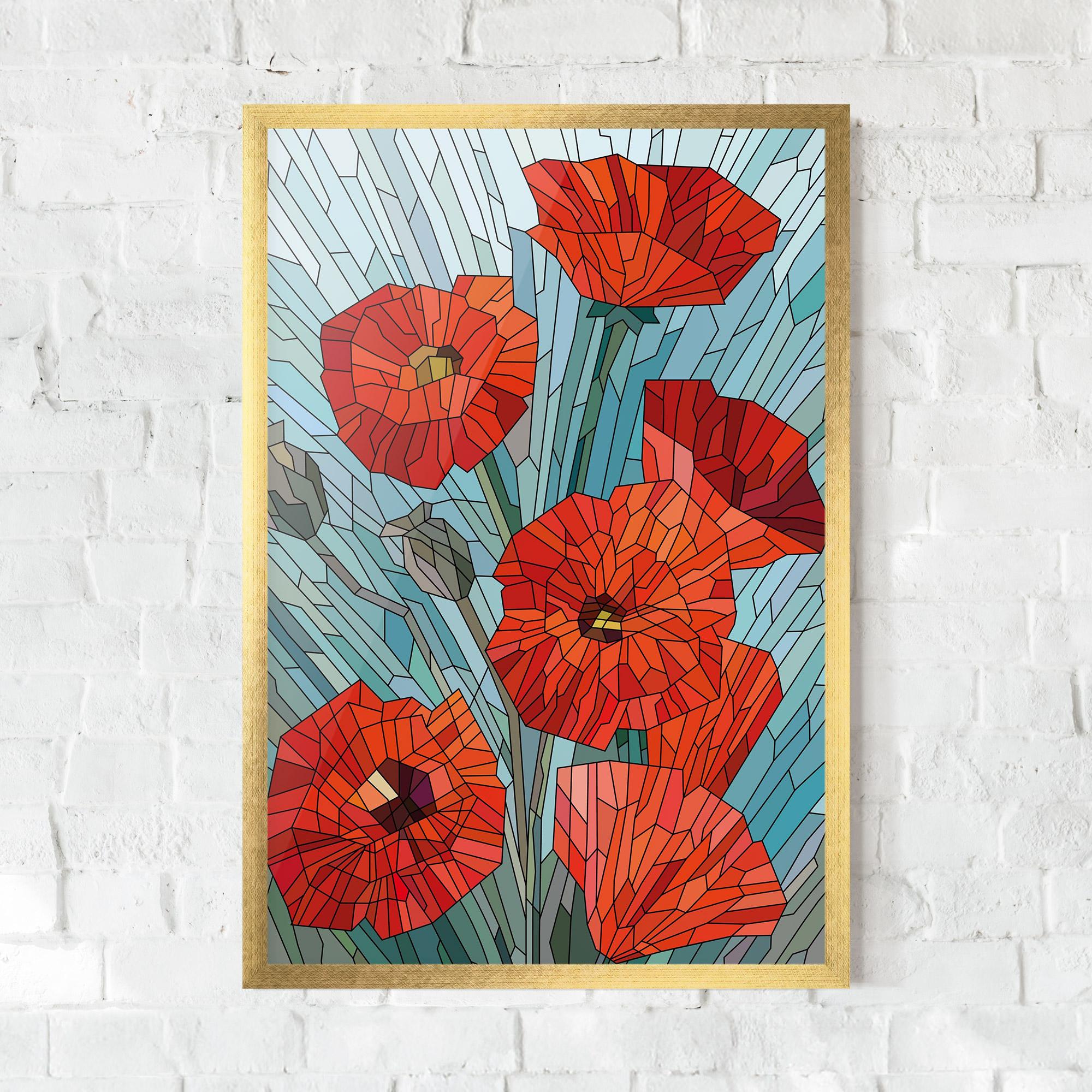 Poster Înrămat Blue Glass Poppy mockup 0