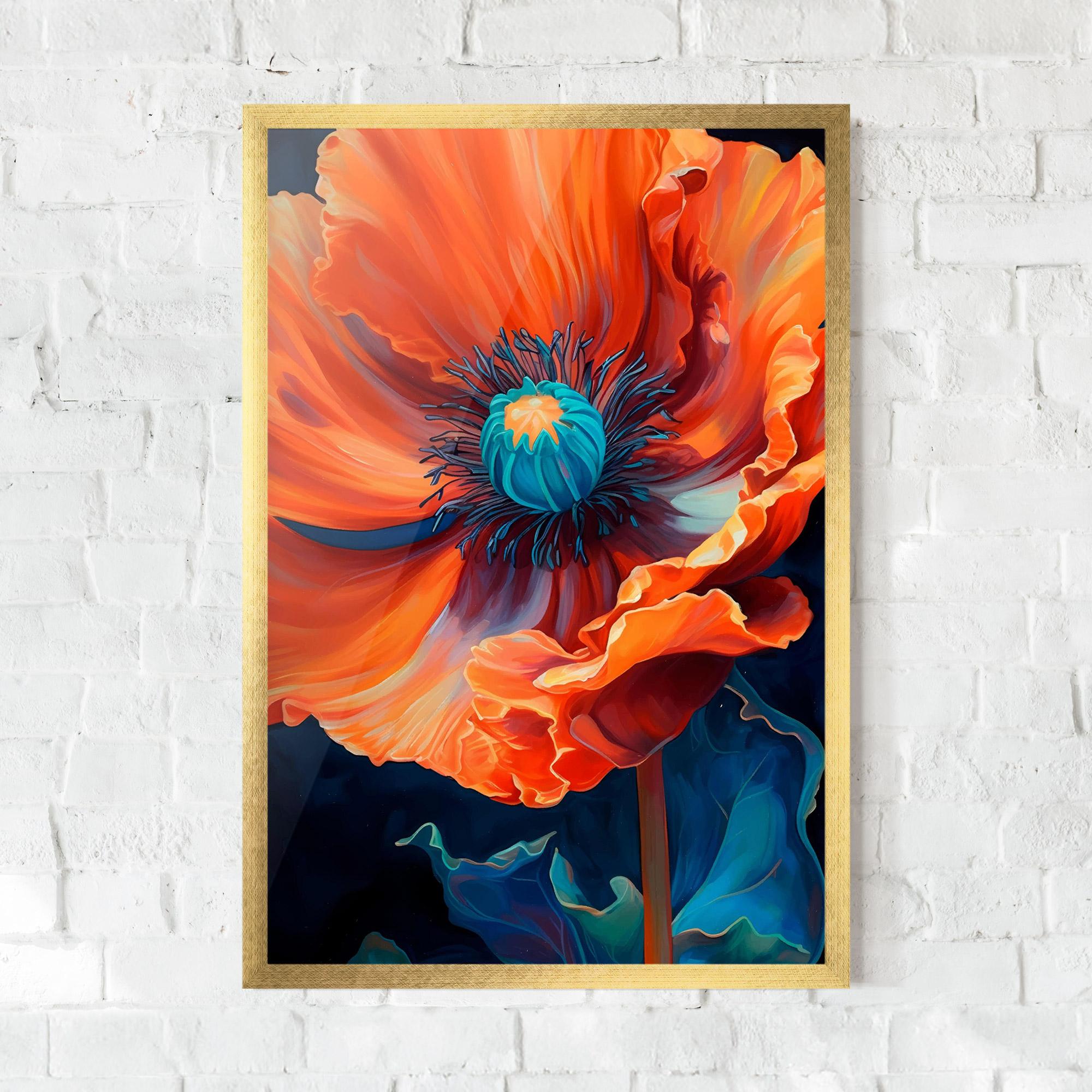 Poster Înrămat Orange Blue Poppy mockup 0