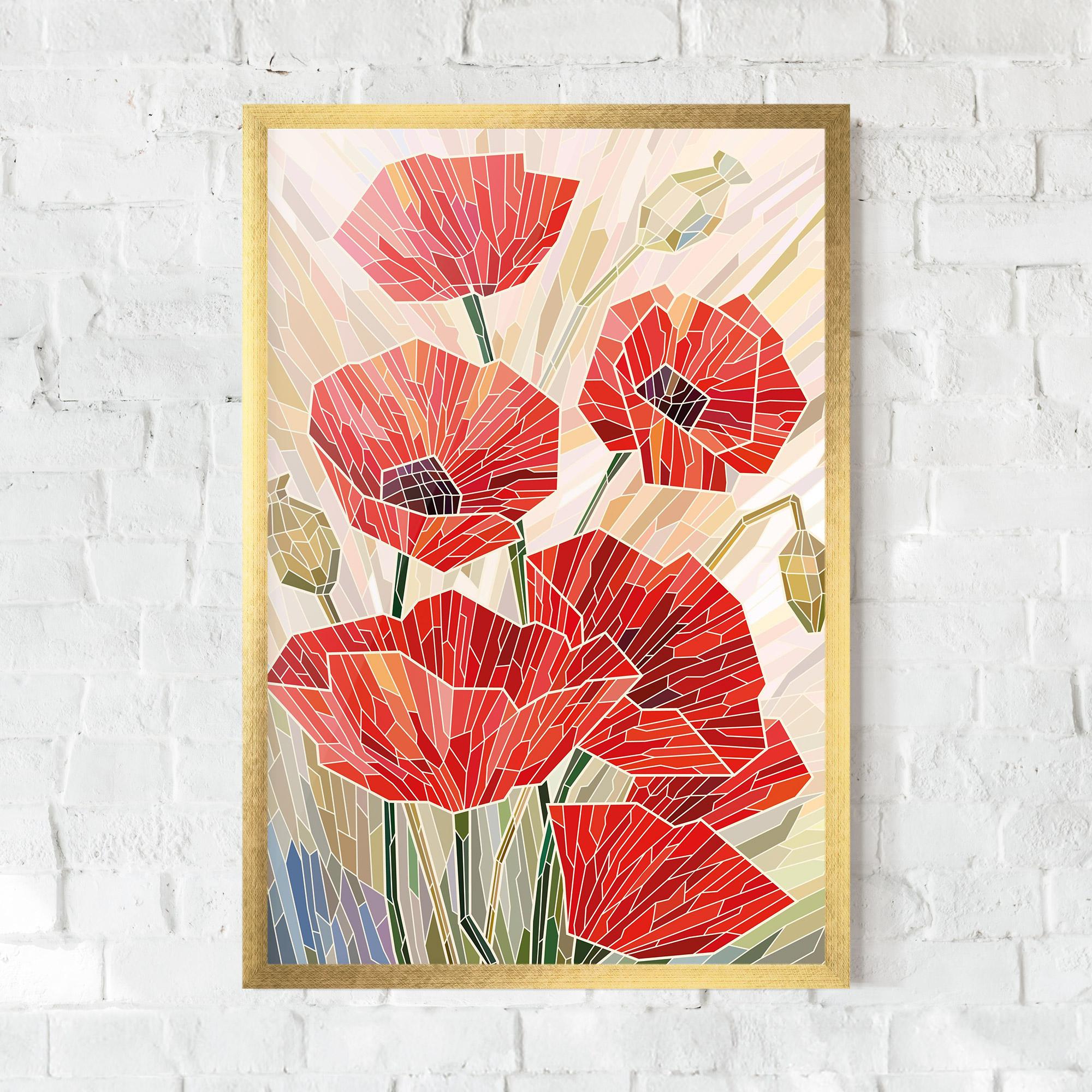 Poster Înrămat Poppy Stained Glass mockup 0
