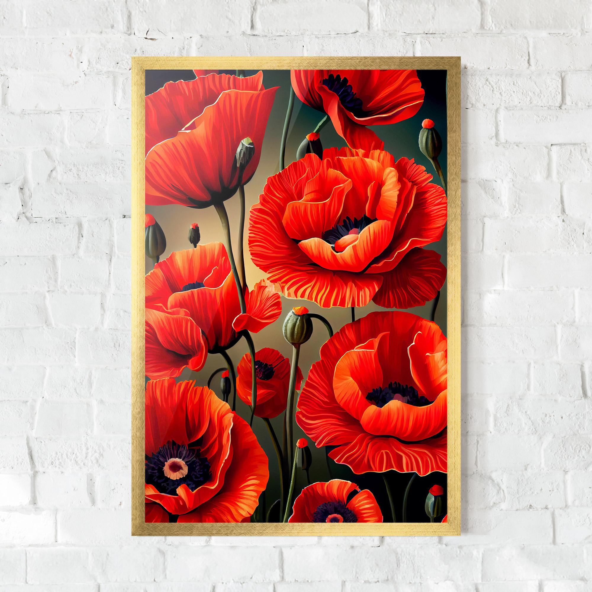 Poster Înrămat Pretty Poppy On Green mockup 0
