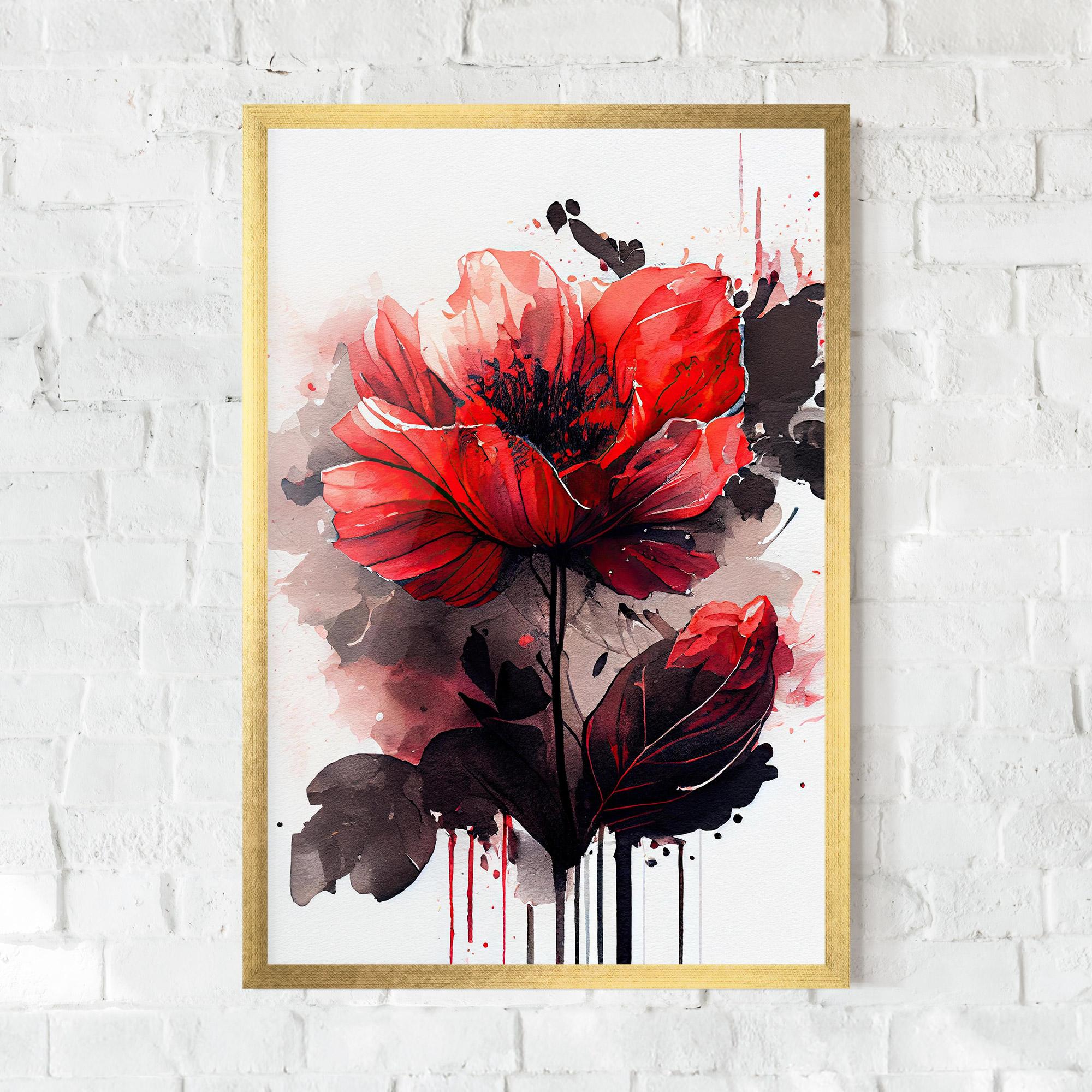 Poster Înrămat Watercolor Poppy mockup 0