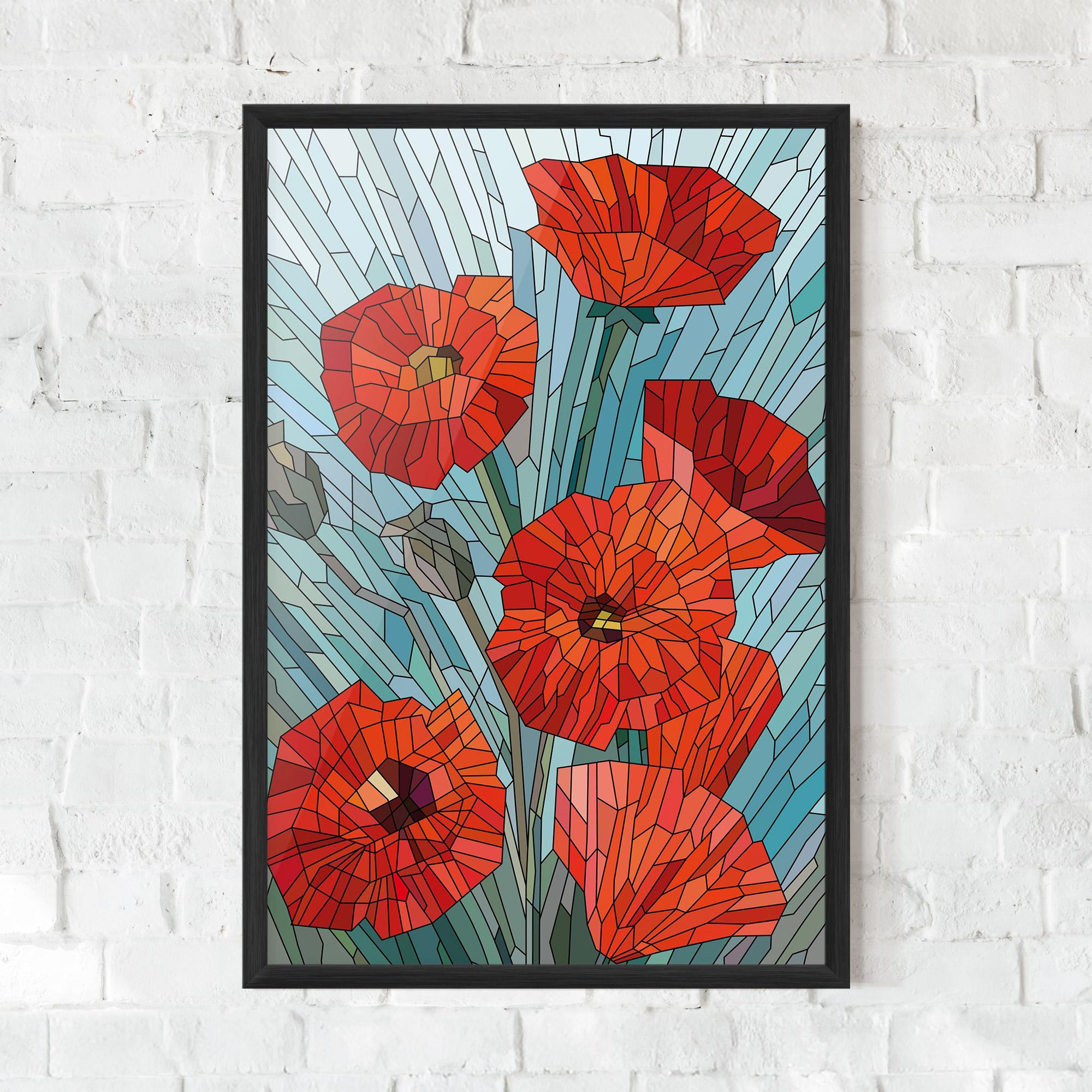 Poster Înrămat Blue Glass Poppy mockup 0