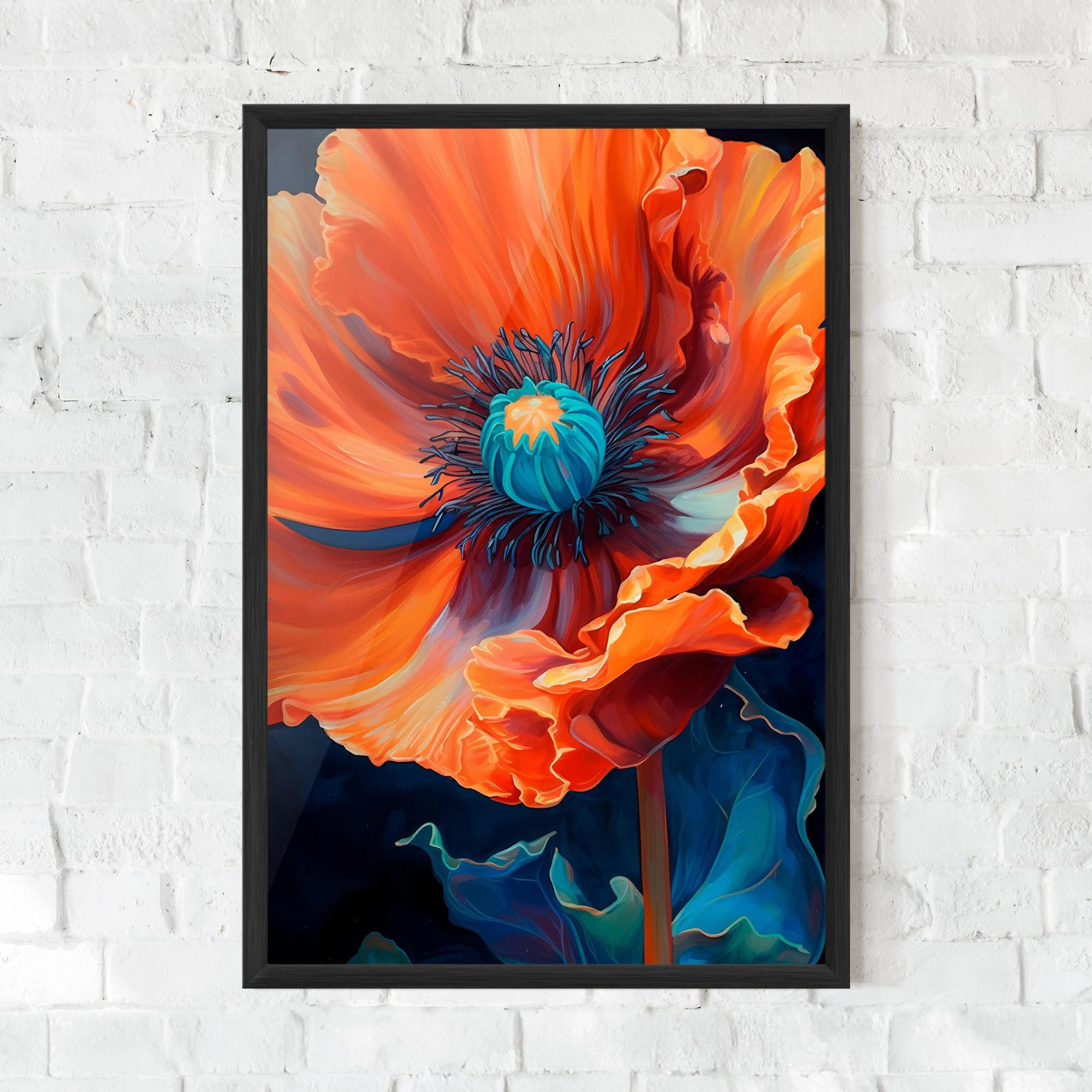 Poster Înrămat Orange Blue Poppy mockup 0