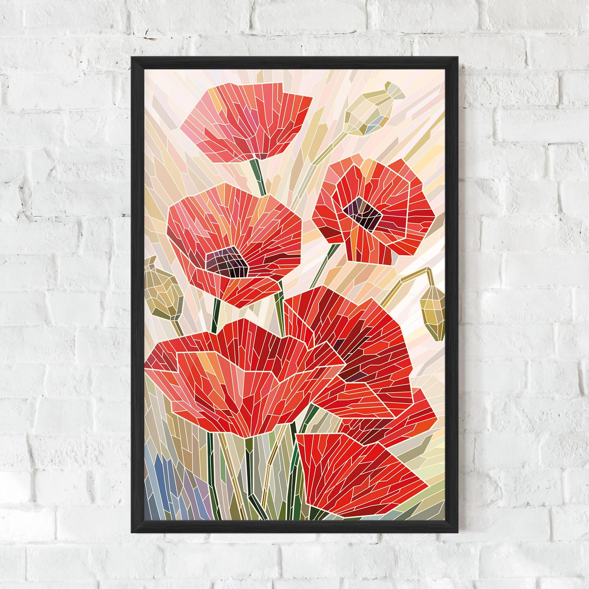 Poster Înrămat Poppy Stained Glass mockup 0