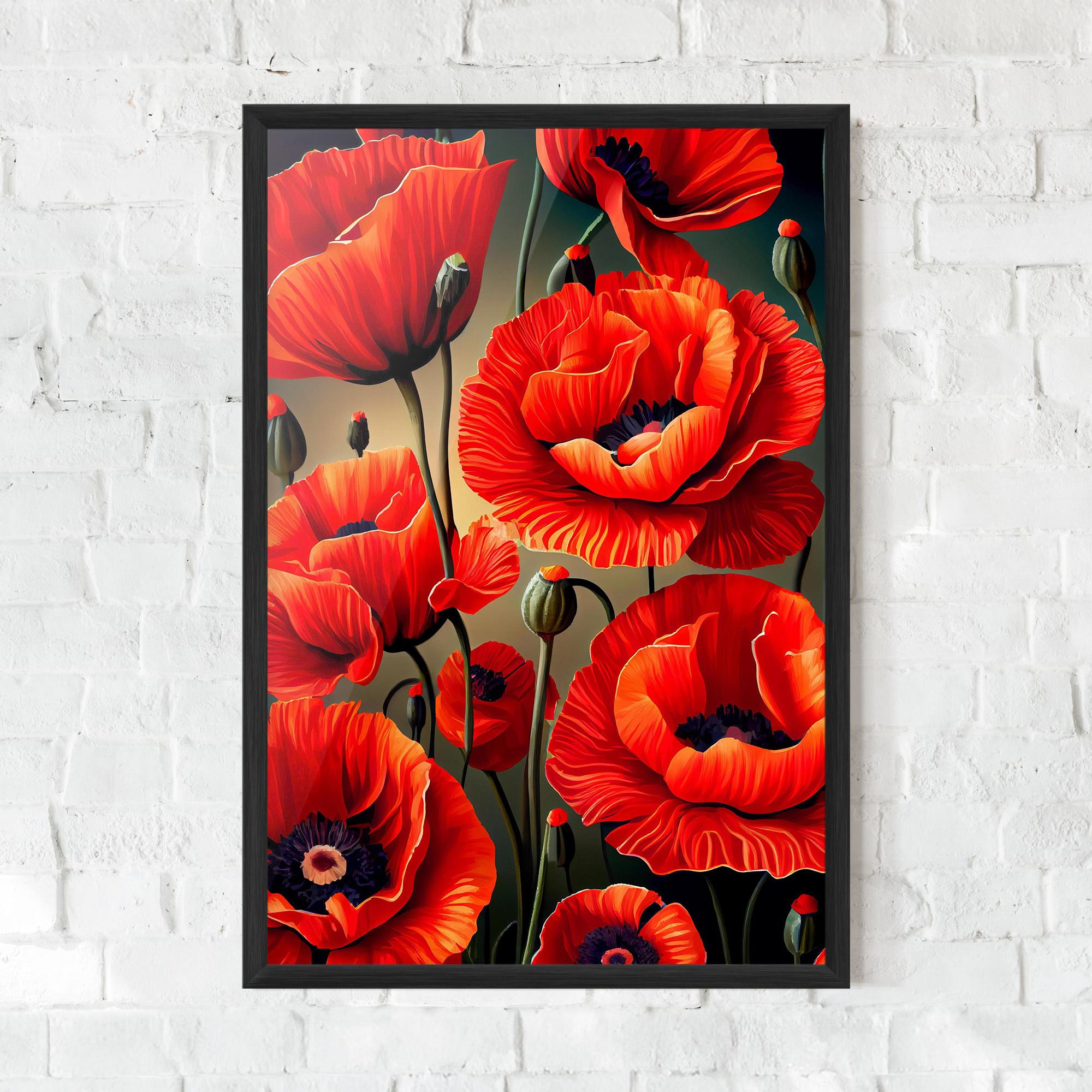 Poster Înrămat Pretty Poppy On Green mockup 0