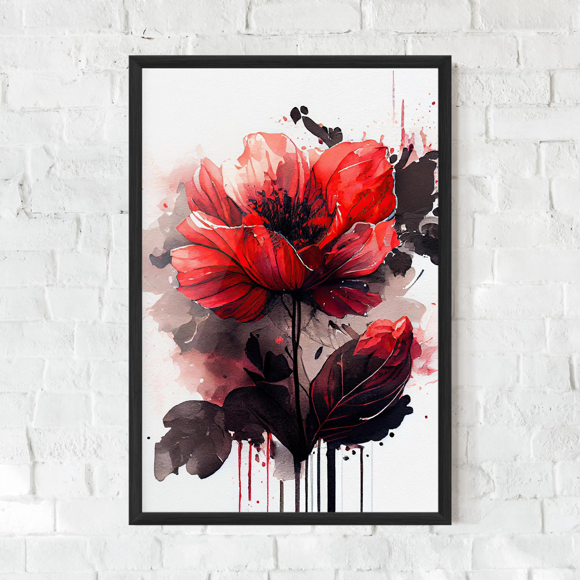 Poster Înrămat Watercolor Poppy mockup 0