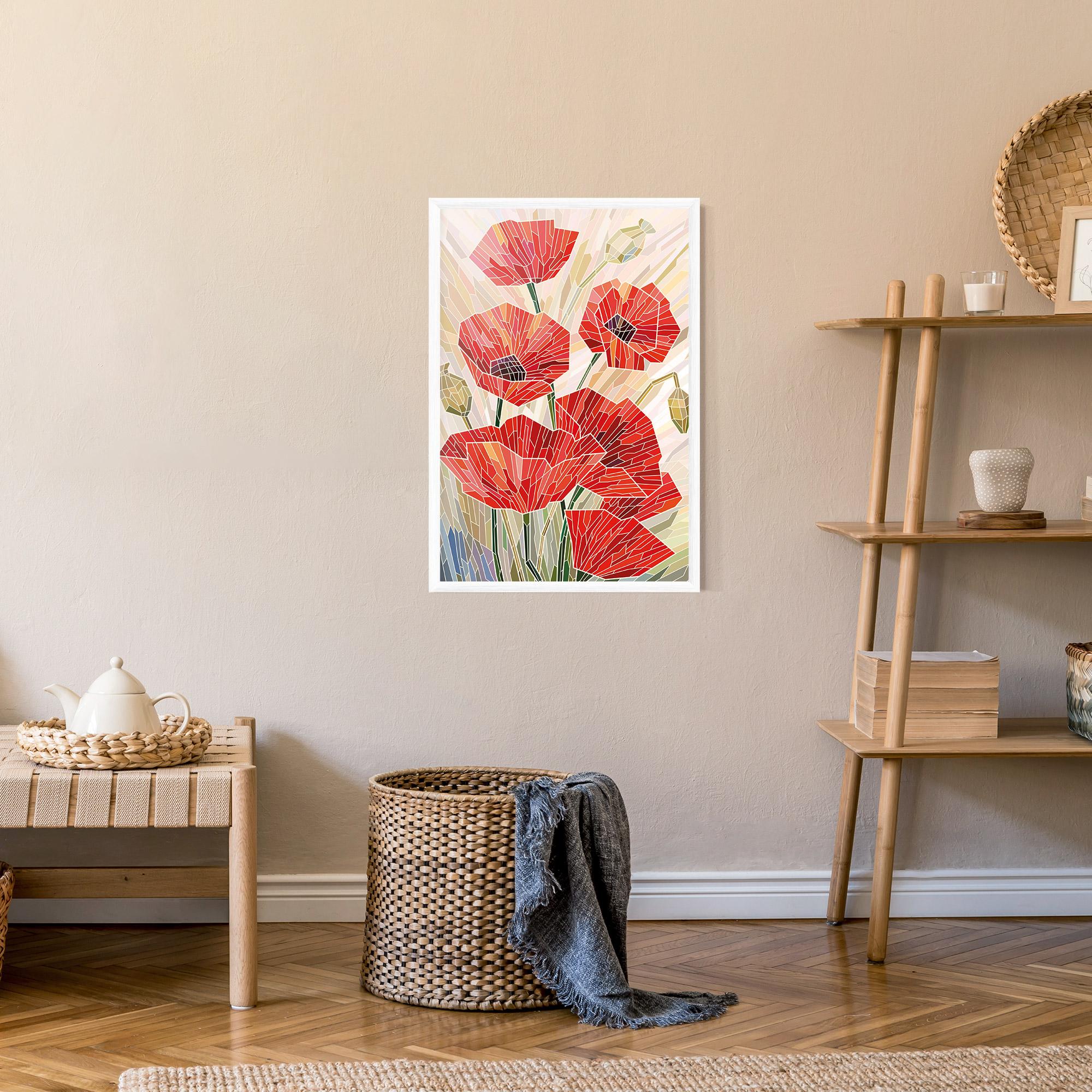 Poster Înrămat Poppy Stained Glass mockup 9