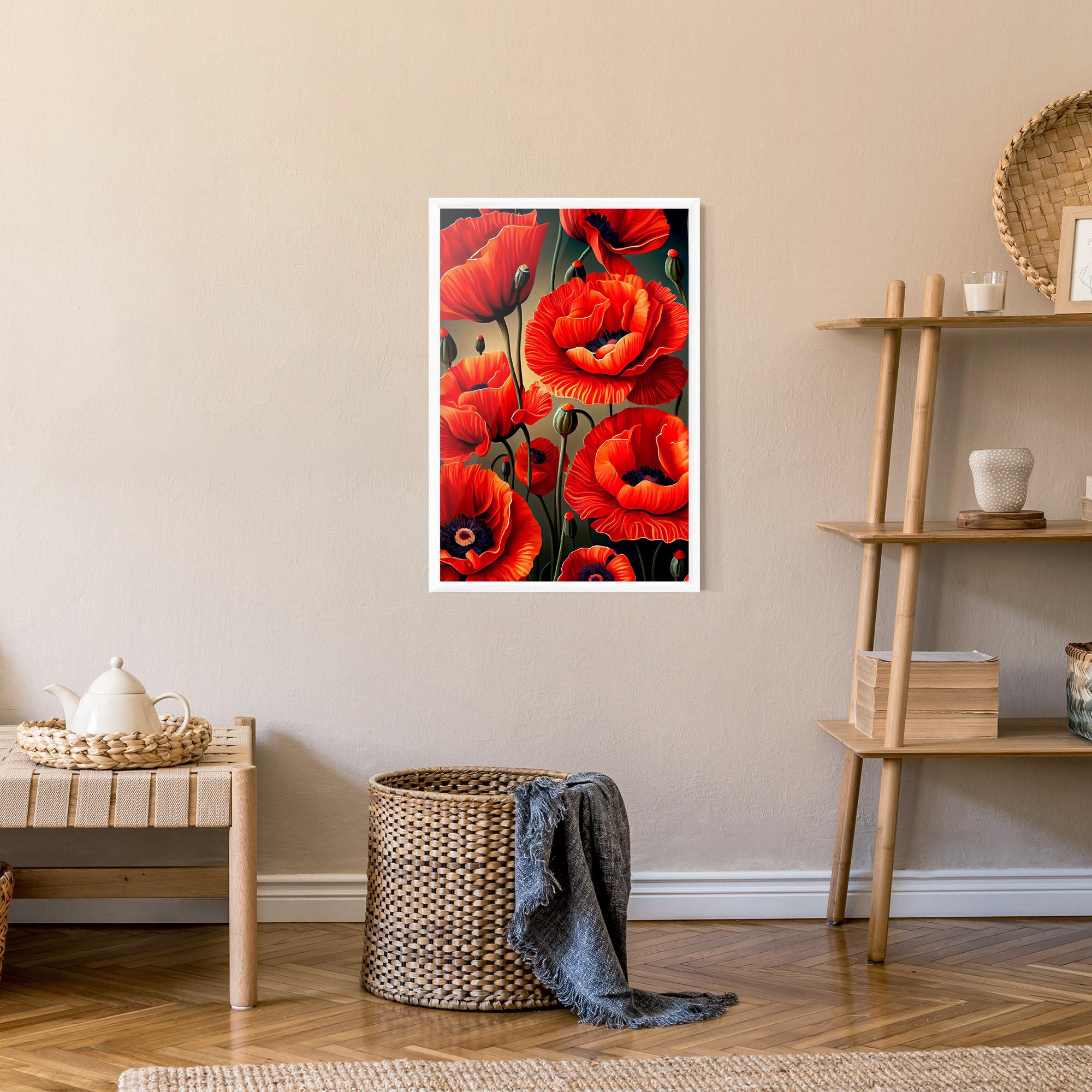 Poster Înrămat Pretty Poppy On Green mockup 9
