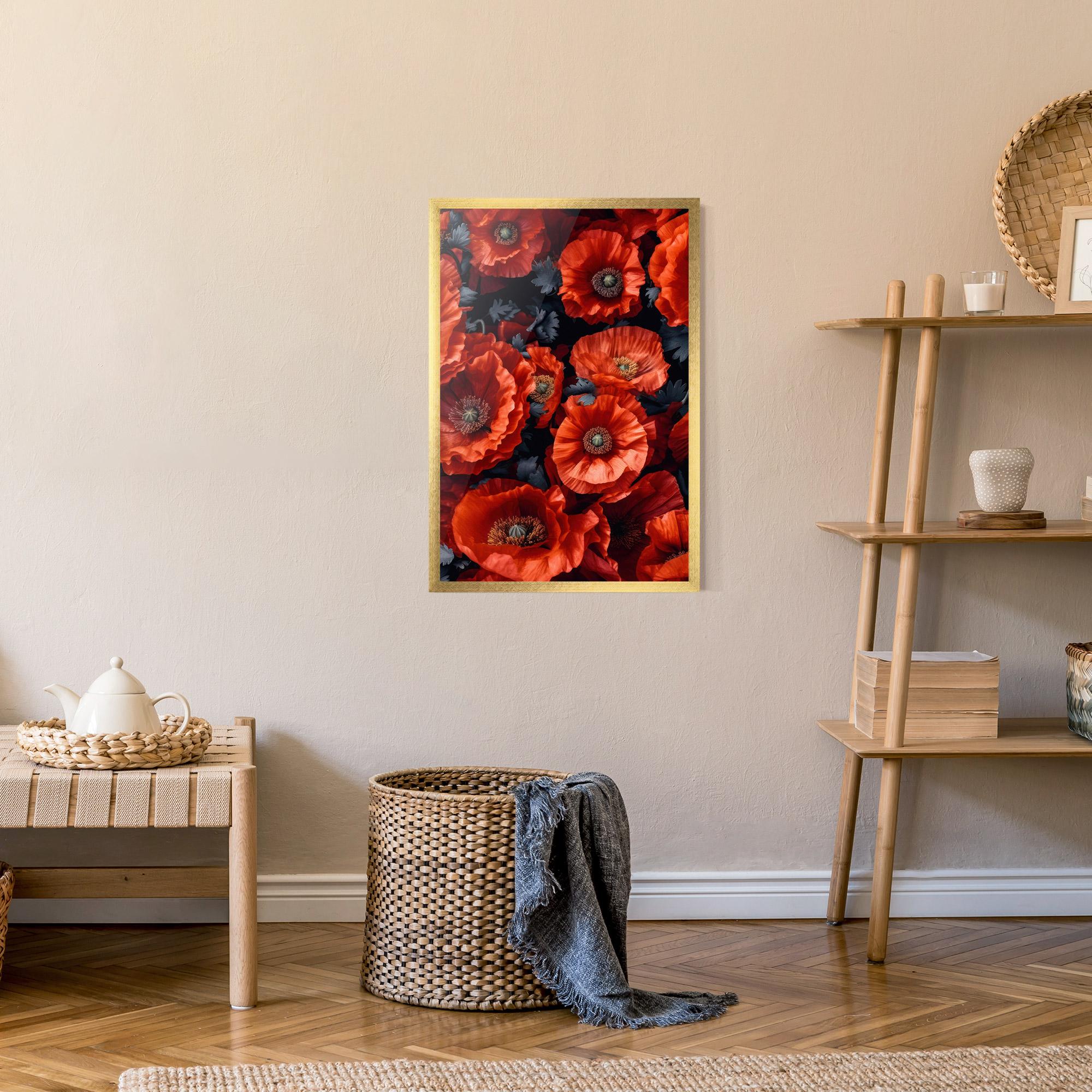 Poster Înrămat Black Red Poppies mockup 9