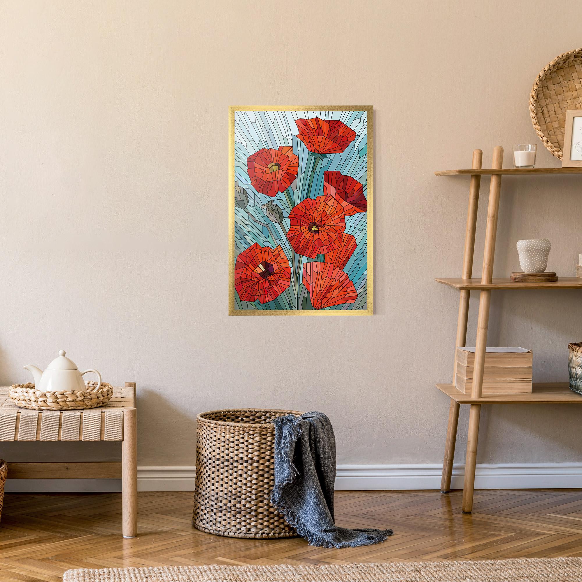 Poster Înrămat Blue Glass Poppy mockup 9