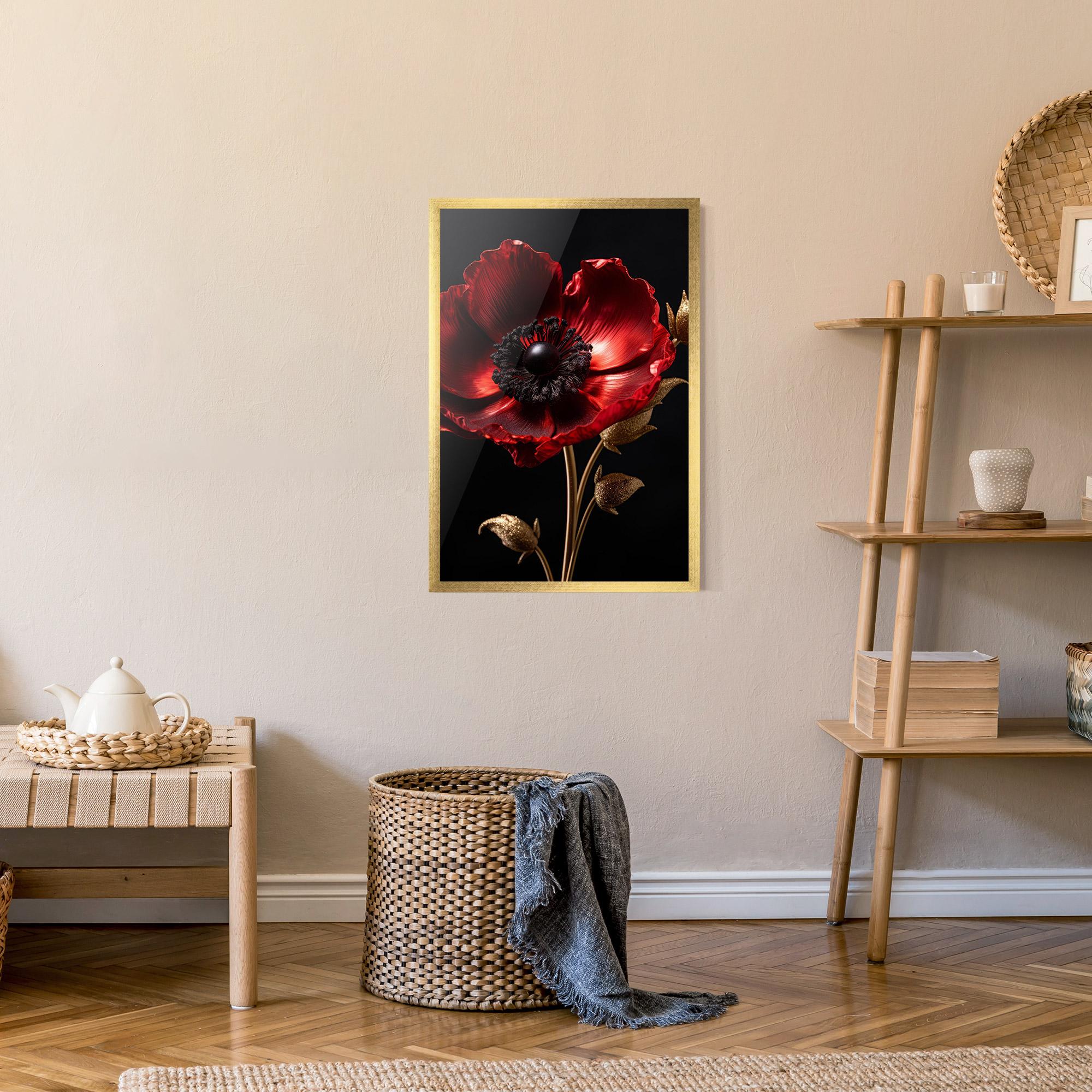 Poster Înrămat Dark Red Poppy mockup 9