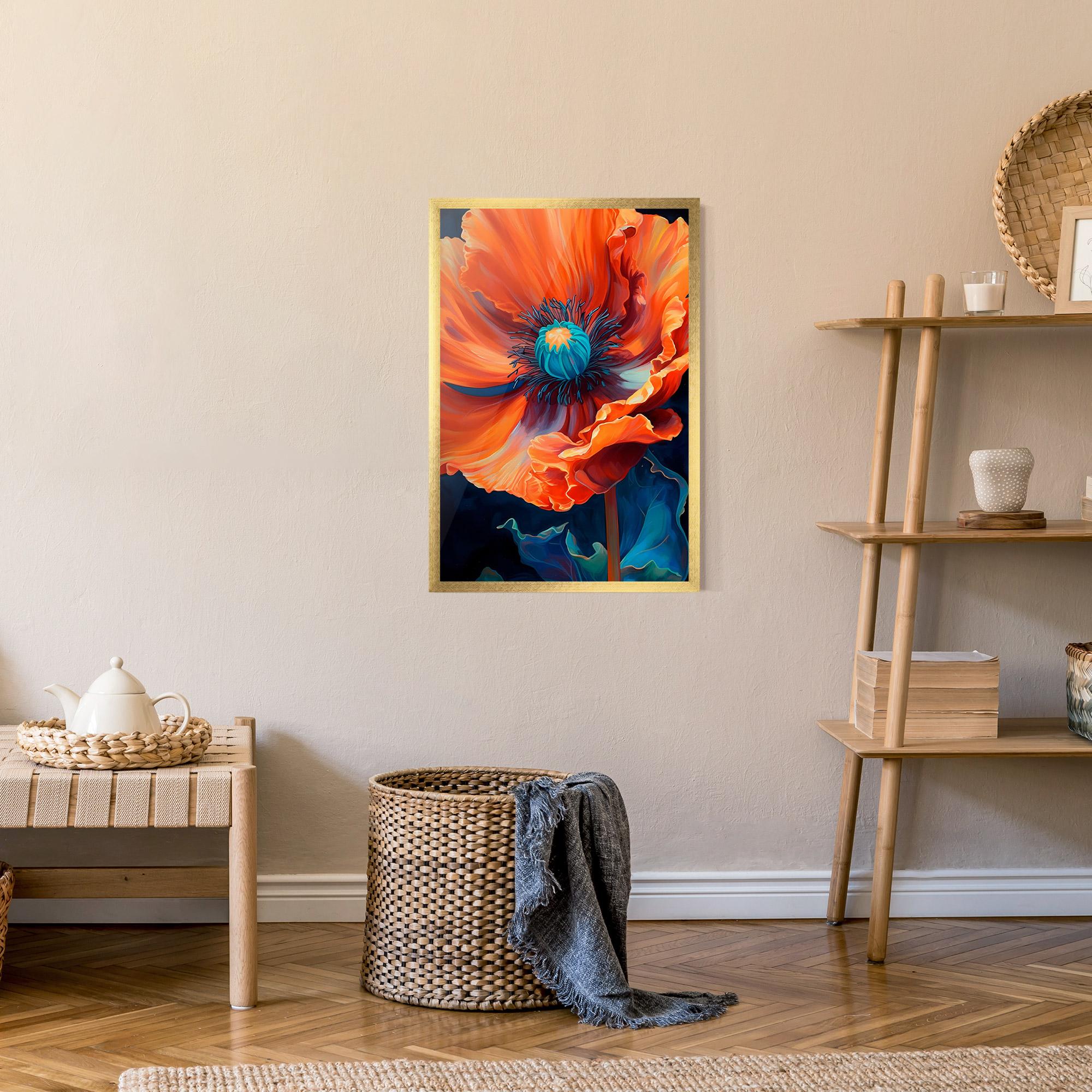 Poster Înrămat Orange Blue Poppy mockup 9