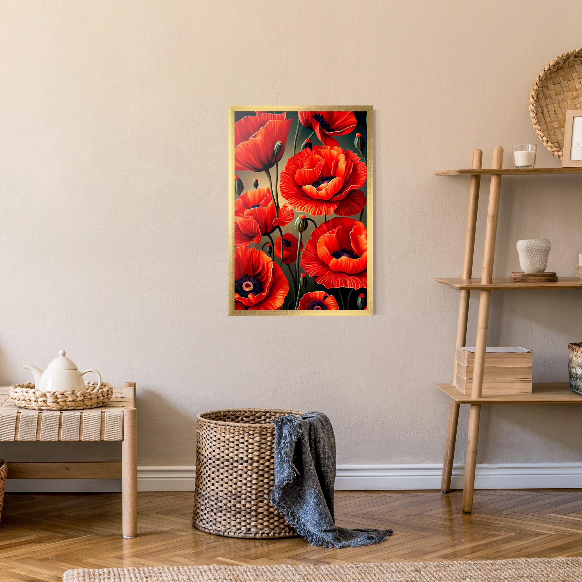 Poster Înrămat Pretty Poppy On Green mockup 9