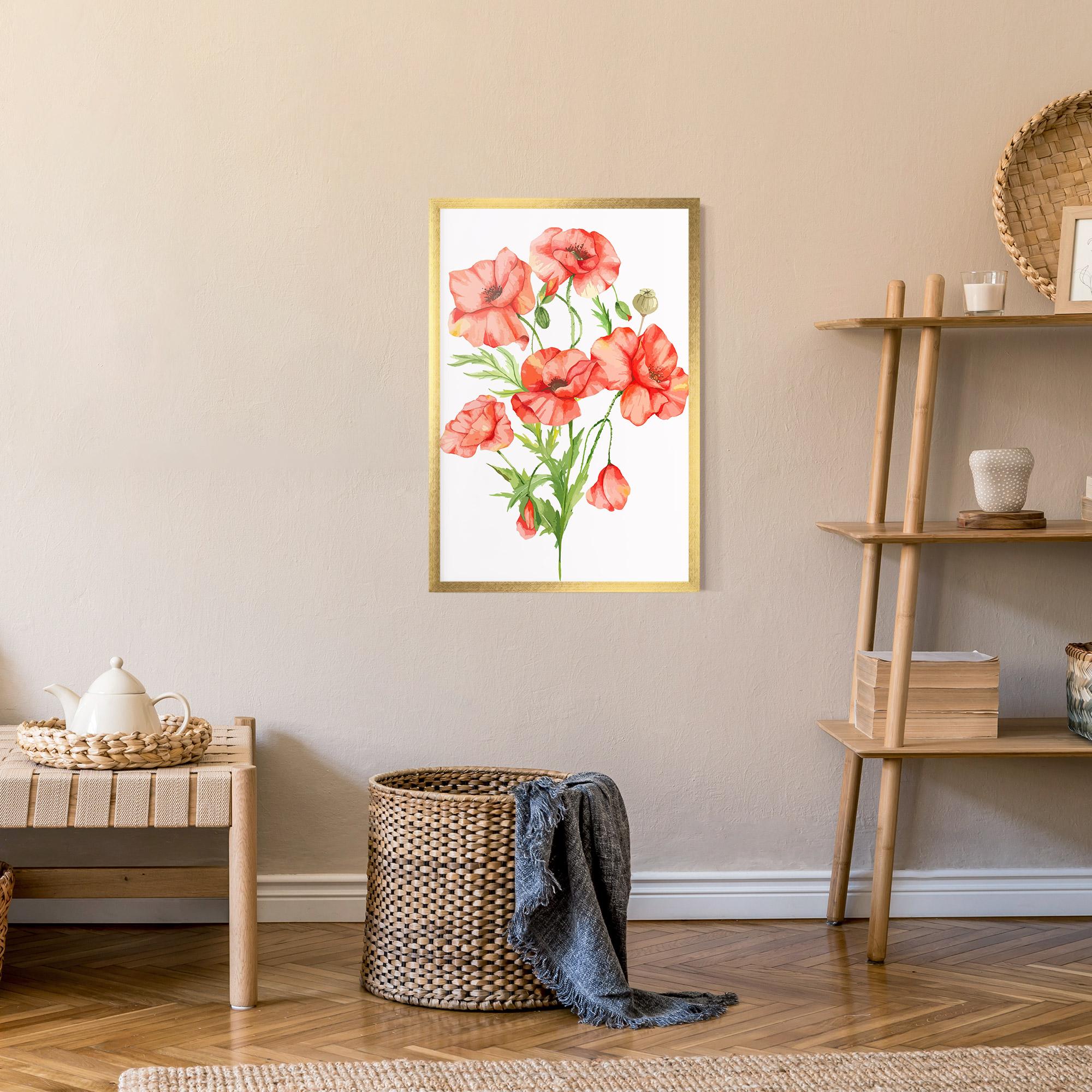 Poster Înrămat Red Pastel Poppy mockup 9