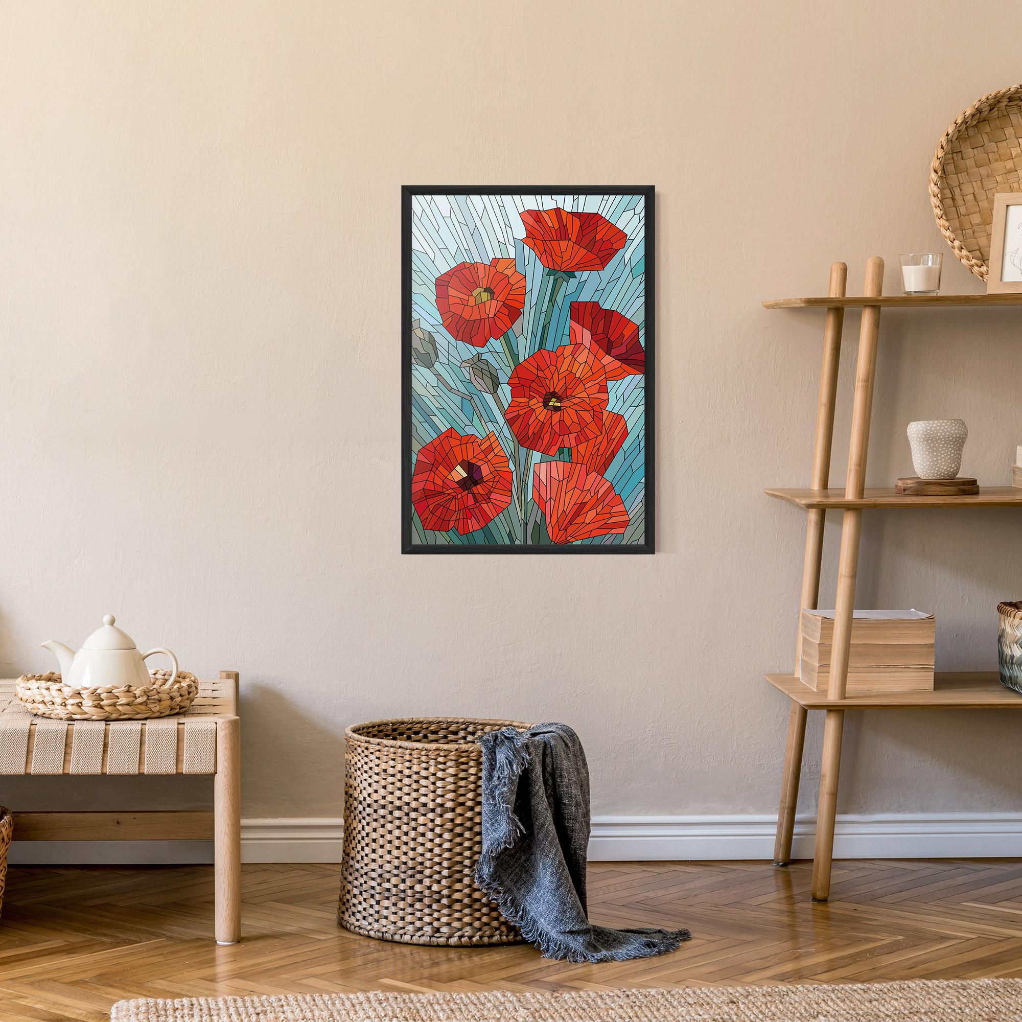Poster Înrămat Blue Glass Poppy mockup 9