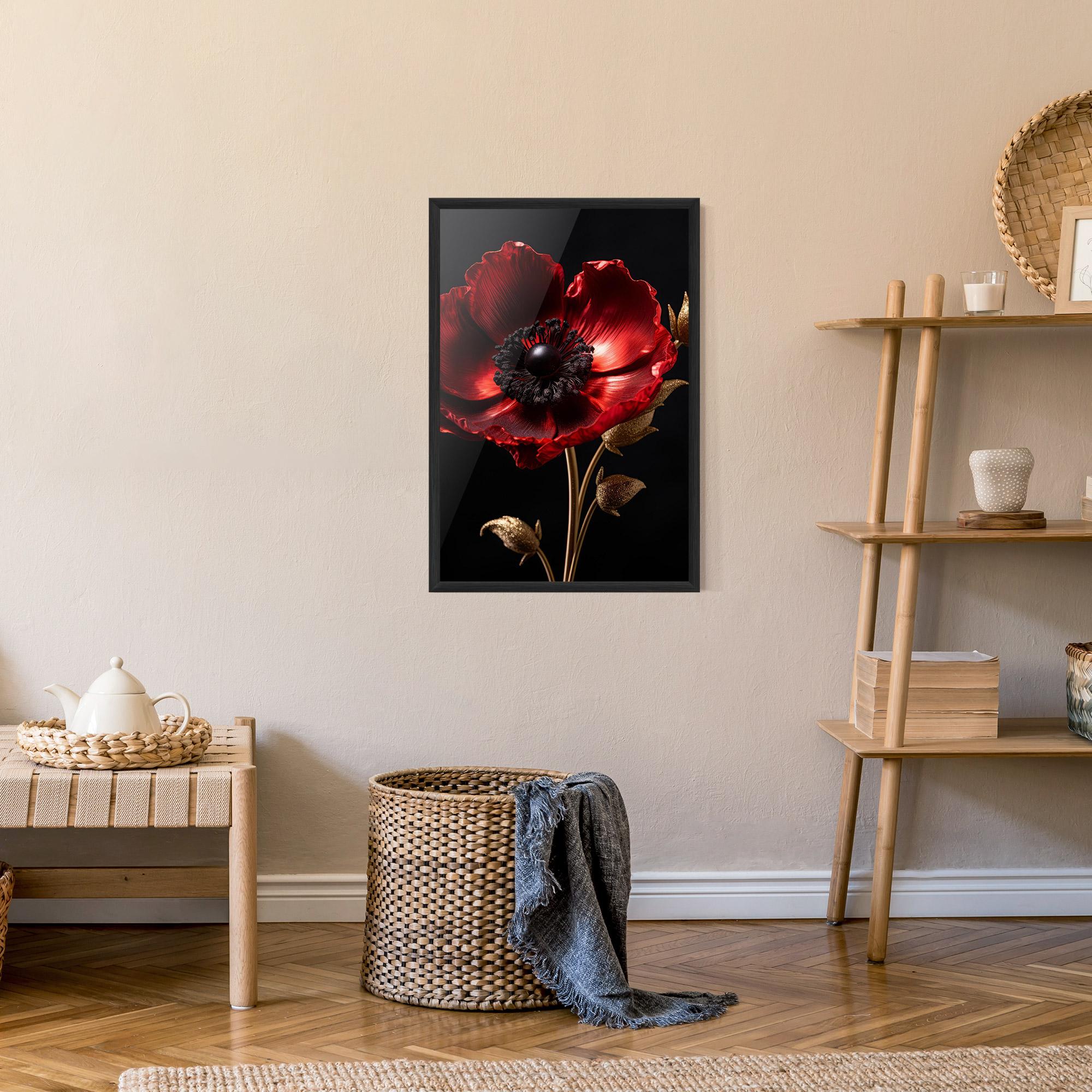 Poster Înrămat Dark Red Poppy mockup 9